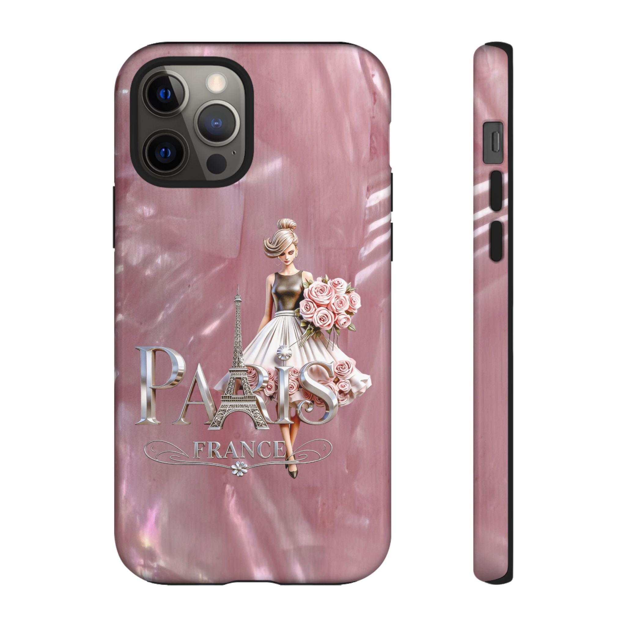 Paris Floral Phone Case - Pink Eiffel Tower Fashion Girl Tough Case Printify
