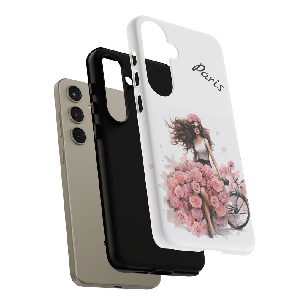 Paris Rose Bicycle woman phone case | Floral iPhone case Printify