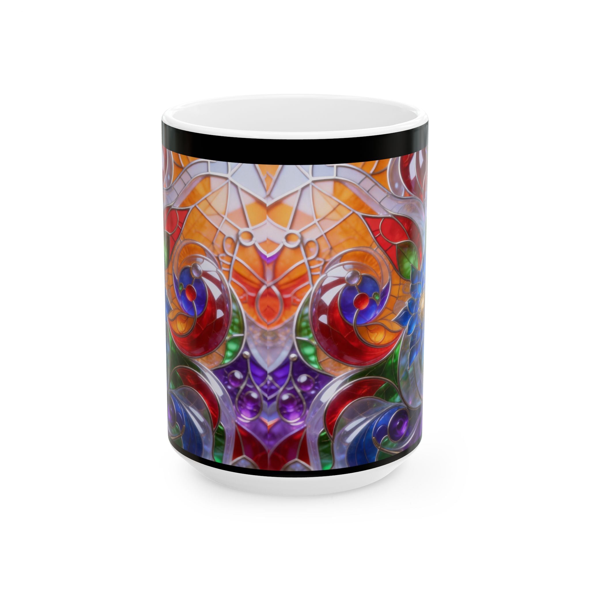 Color Glass Abstract Ceramic Mug — Colorful Kaleidoscope 11oz & 15oz Printify