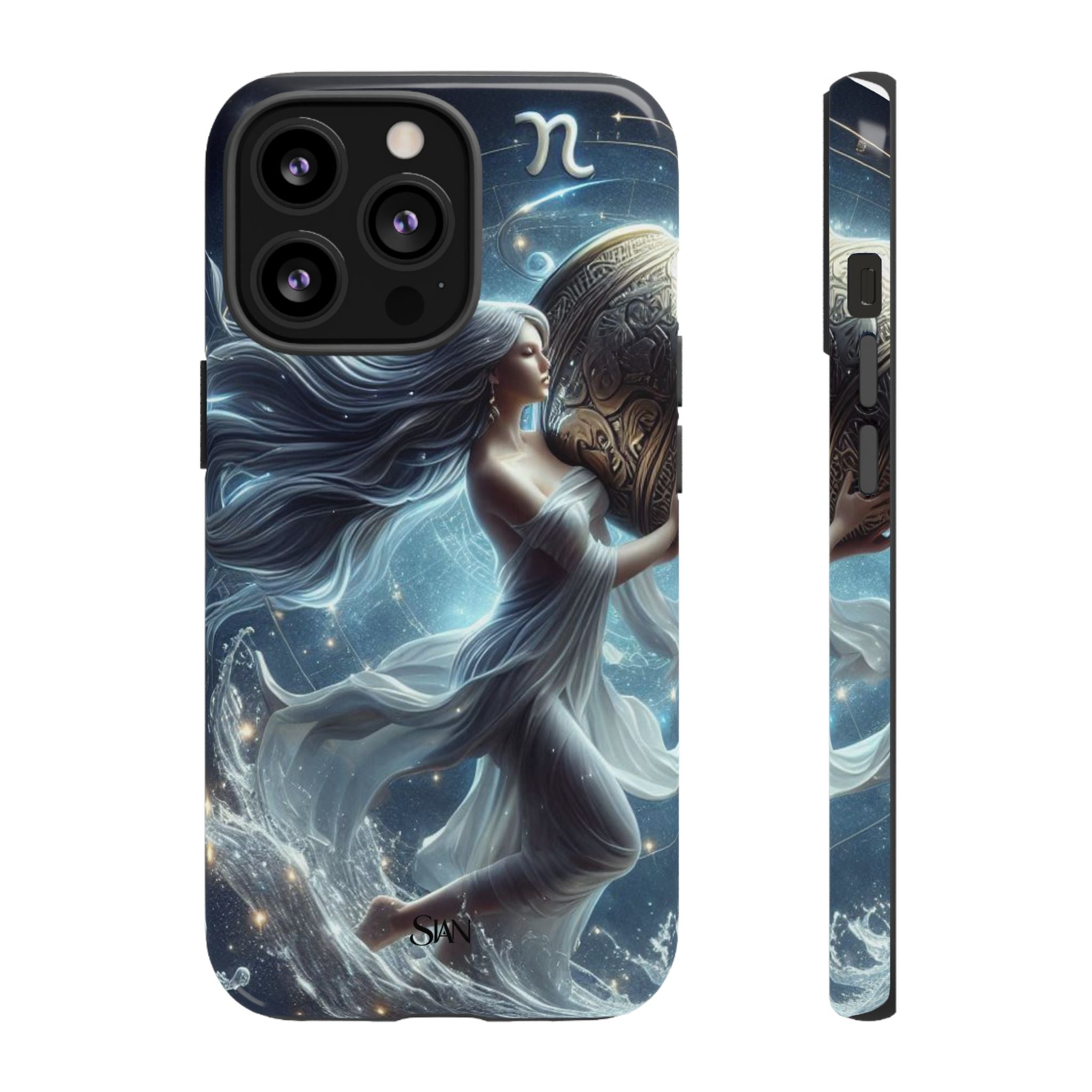 Moonlit Athena figure phone case | Goddess warrior celestial art tough case Printify