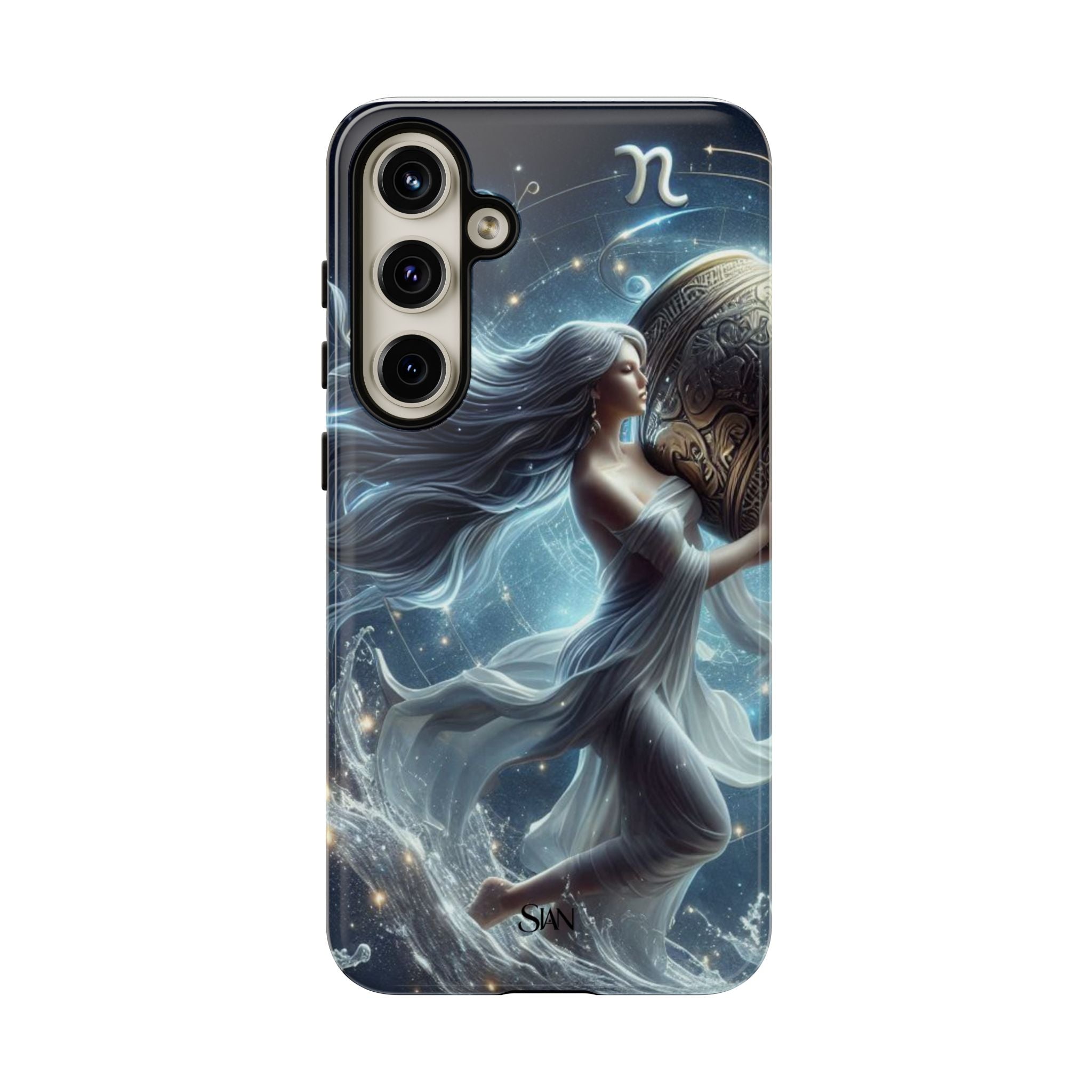 Moonlit Athena figure phone case | Goddess warrior celestial art tough case Printify