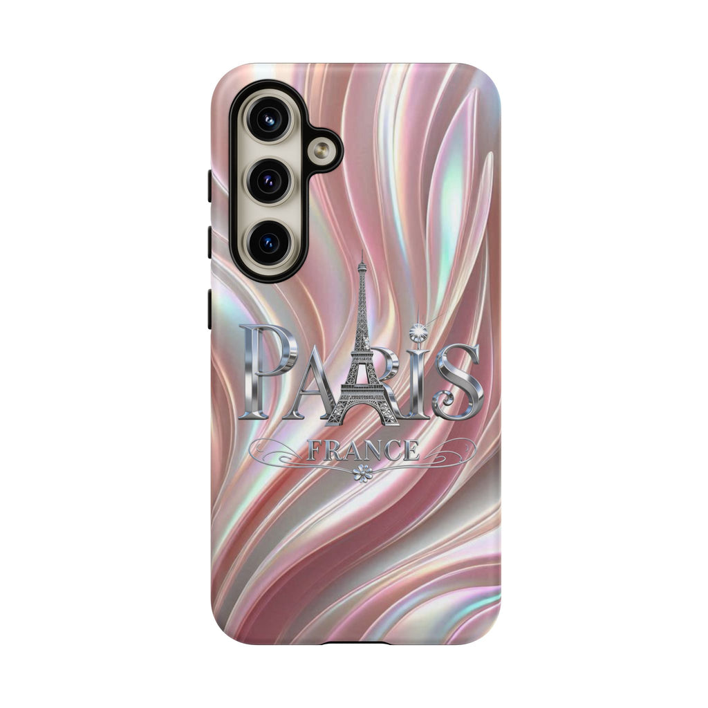 Paris Eiffel Phone Case — Iridescent Swirl Tough Case Printify