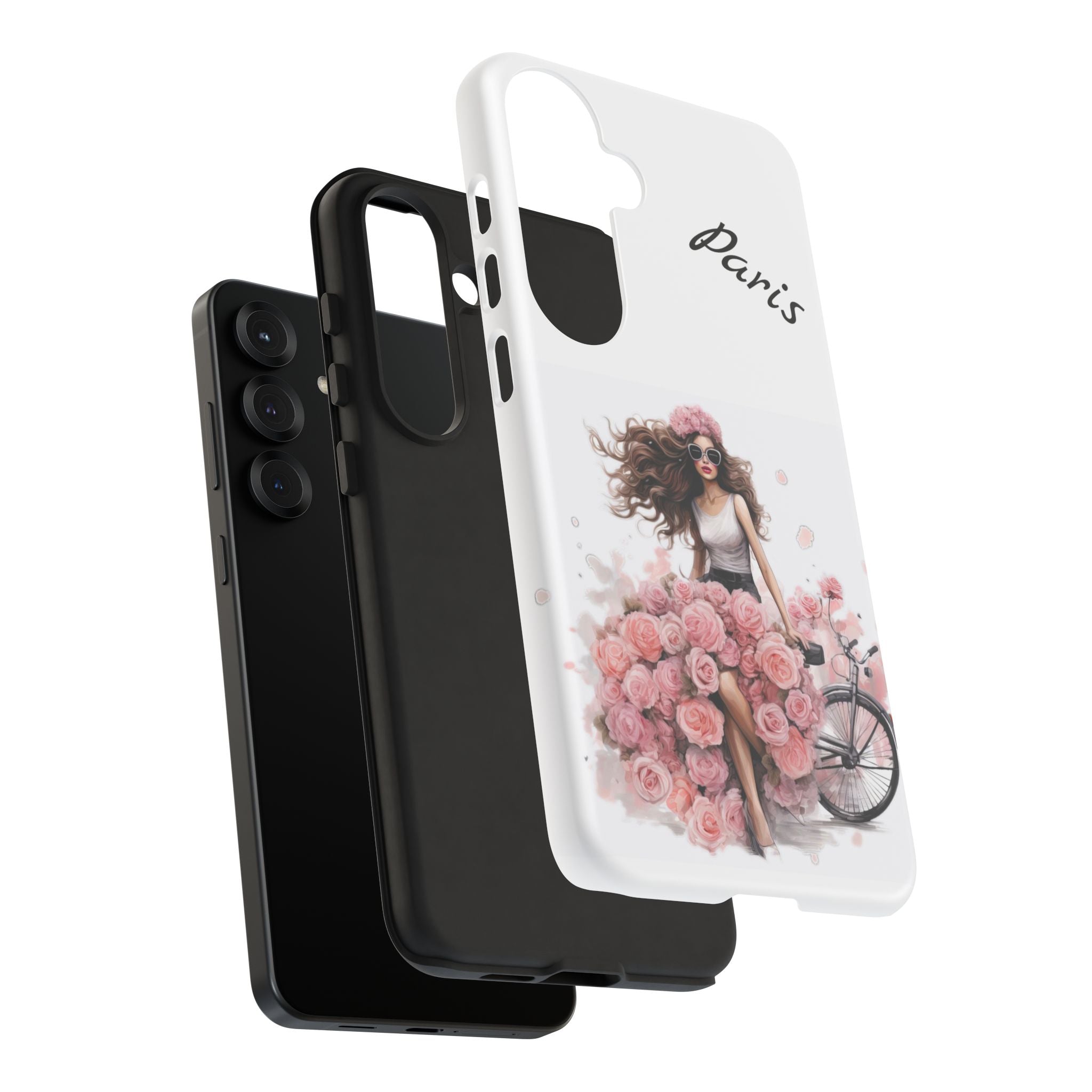 Paris Rose Bicycle woman phone case | Floral iPhone case Printify