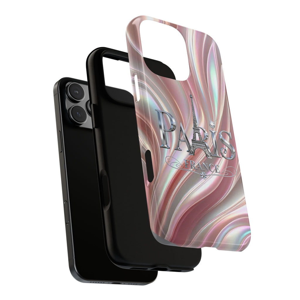 Paris Eiffel Phone Case — Iridescent Swirl Tough Case Printify