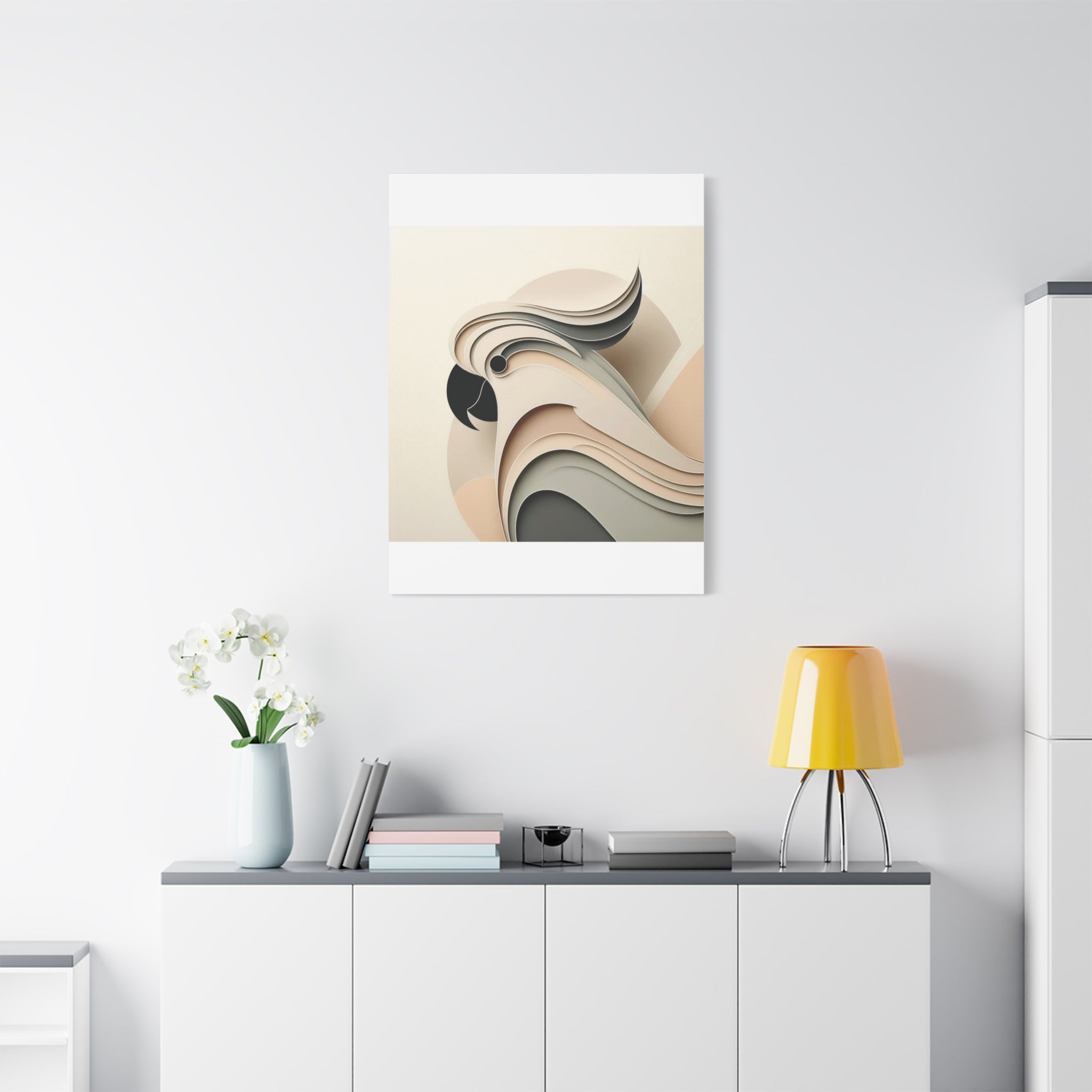 Abstract Paper Cut Cockatoo Matte Canvas Printify