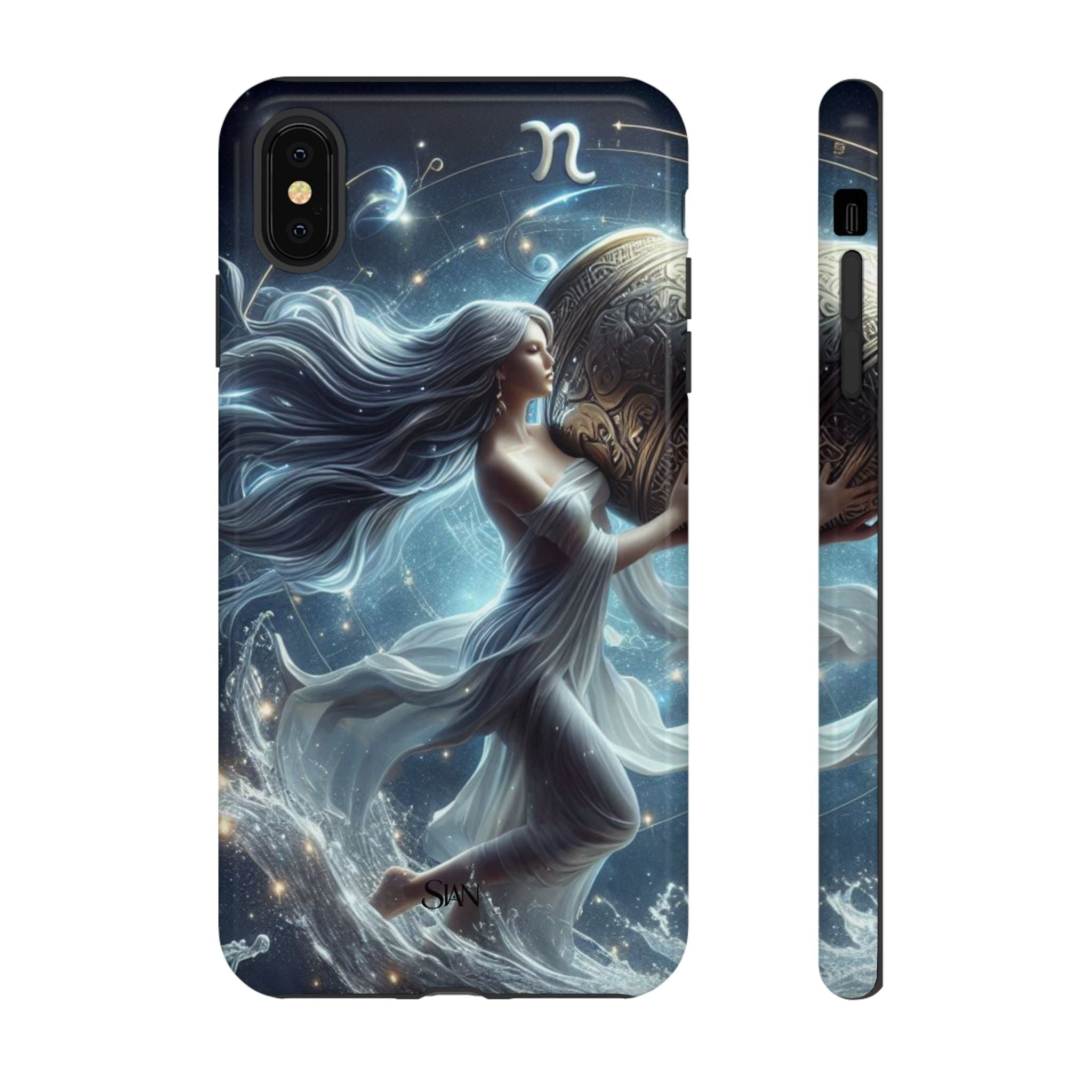 Moonlit Athena figure phone case | Goddess warrior celestial art tough case Printify