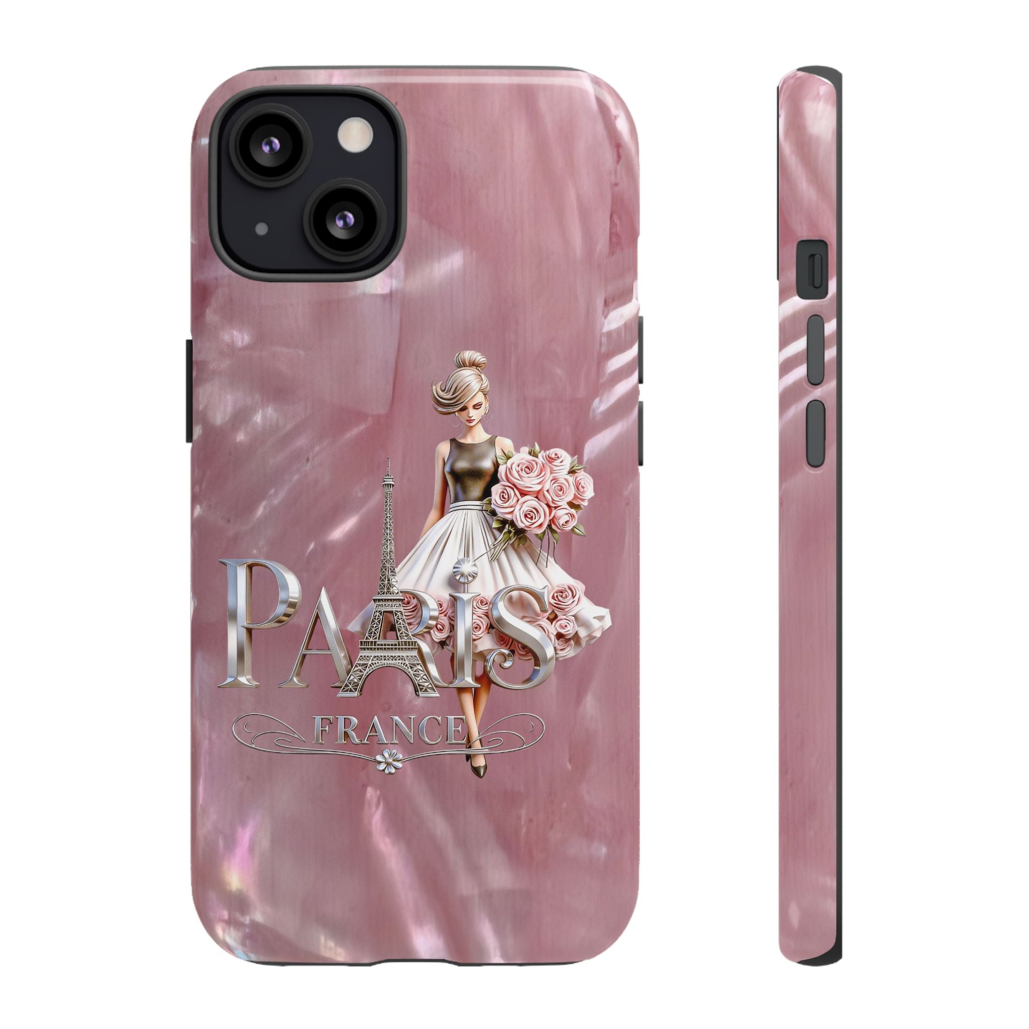 Paris Floral Phone Case - Pink Eiffel Tower Fashion Girl Tough Case Printify