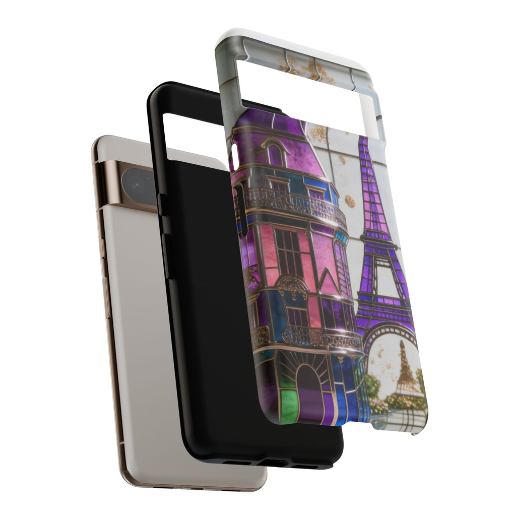 Parisian Eiffel Tower Tough Phone Case — Purple Vintage Cityscape Printify