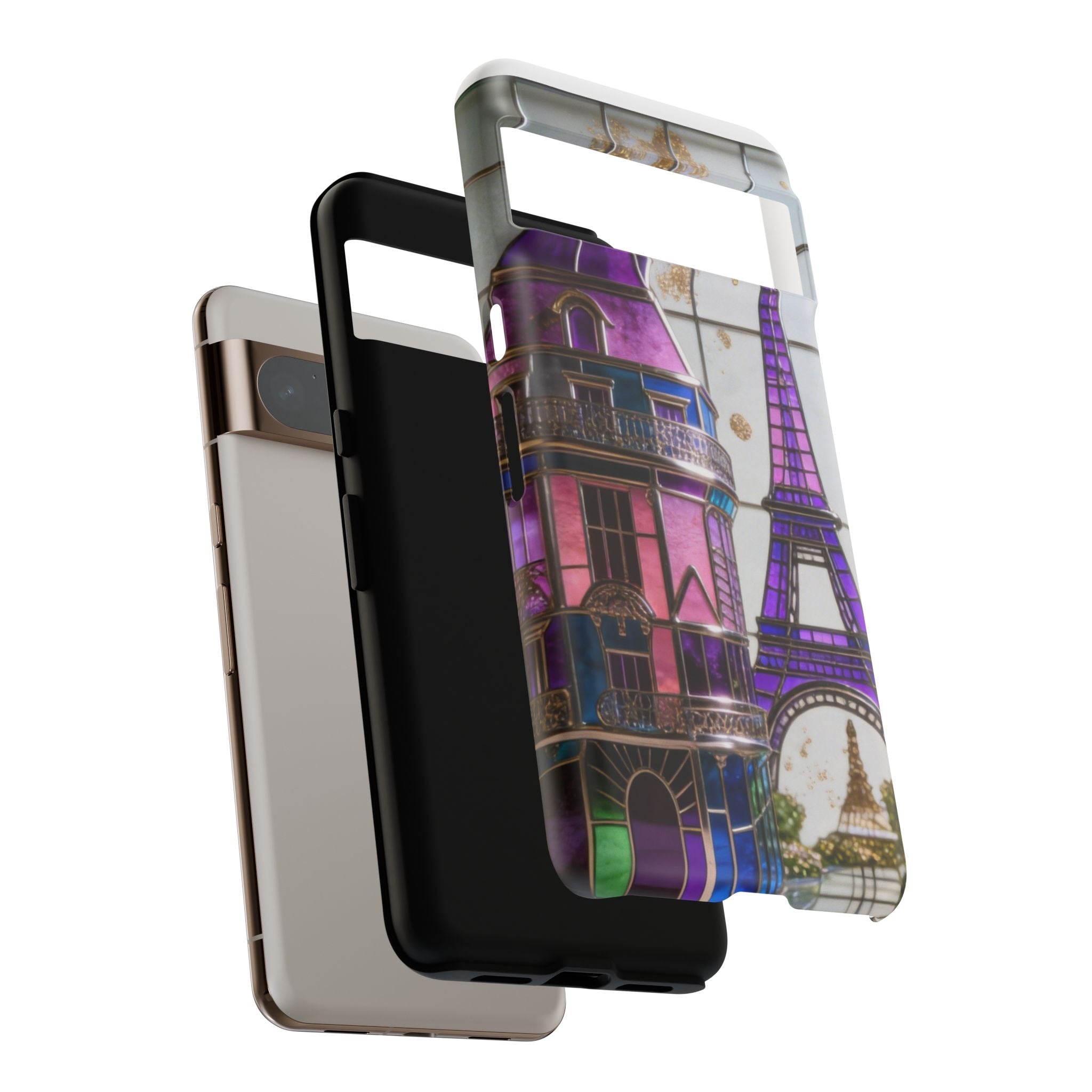 Parisian Eiffel Tower Tough Phone Case — Purple Vintage Cityscape Printify