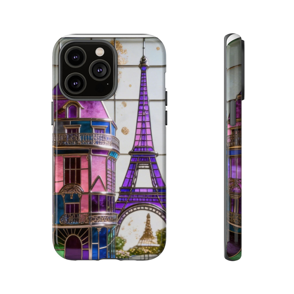 Parisian Eiffel Tower Tough Phone Case — Purple Vintage Cityscape Printify