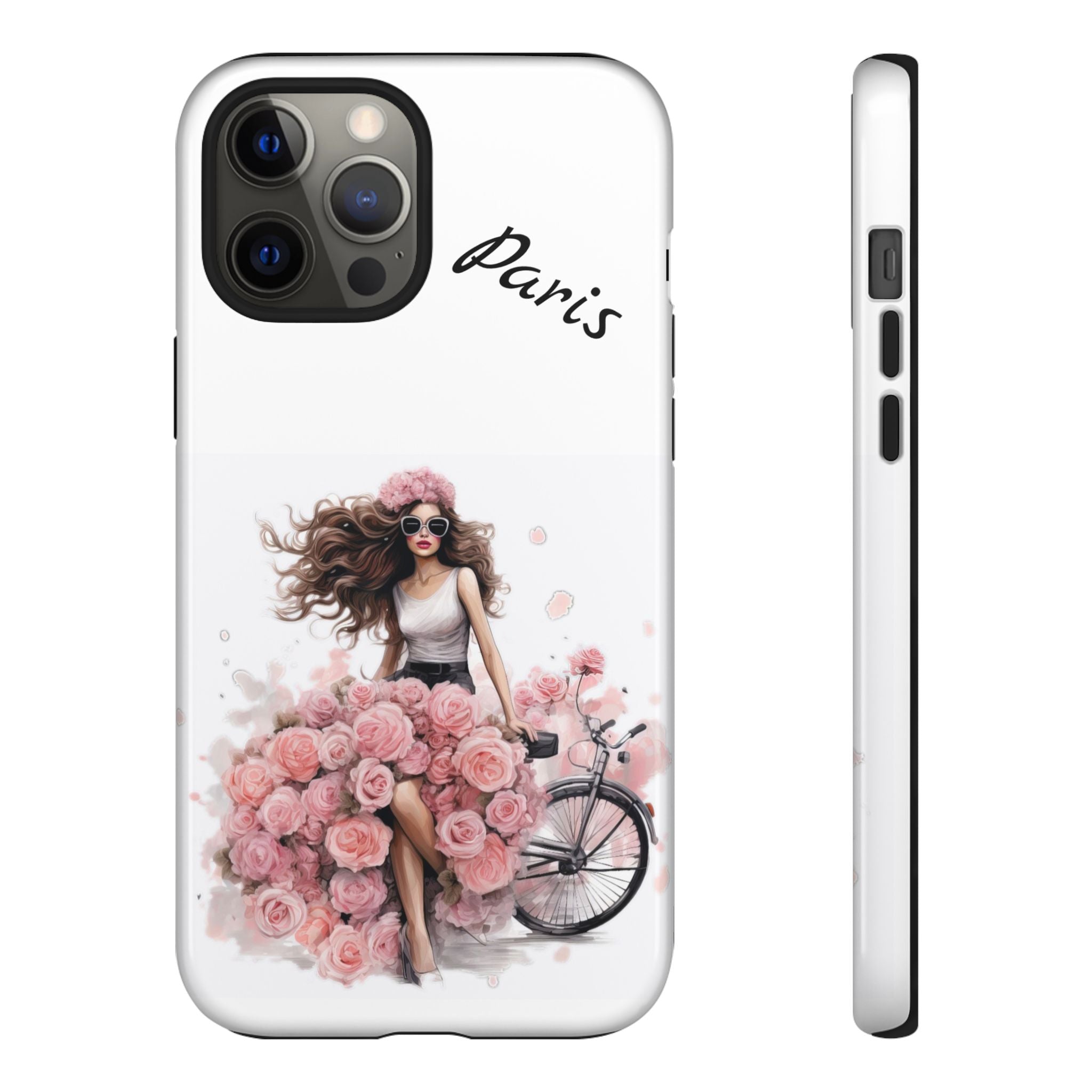 Paris Rose Bicycle woman phone case | Floral iPhone case Printify