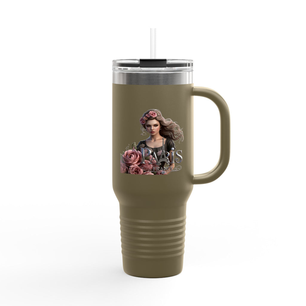 40oz Insulated Travel Mug — Floral Queen Design Printify
