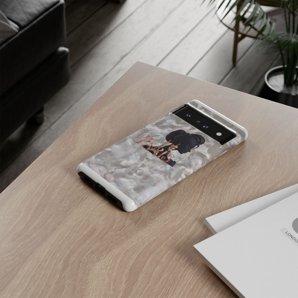 Paris Silhouette Pearl Phone Case — Tough Protective Smartphone Cover Printify