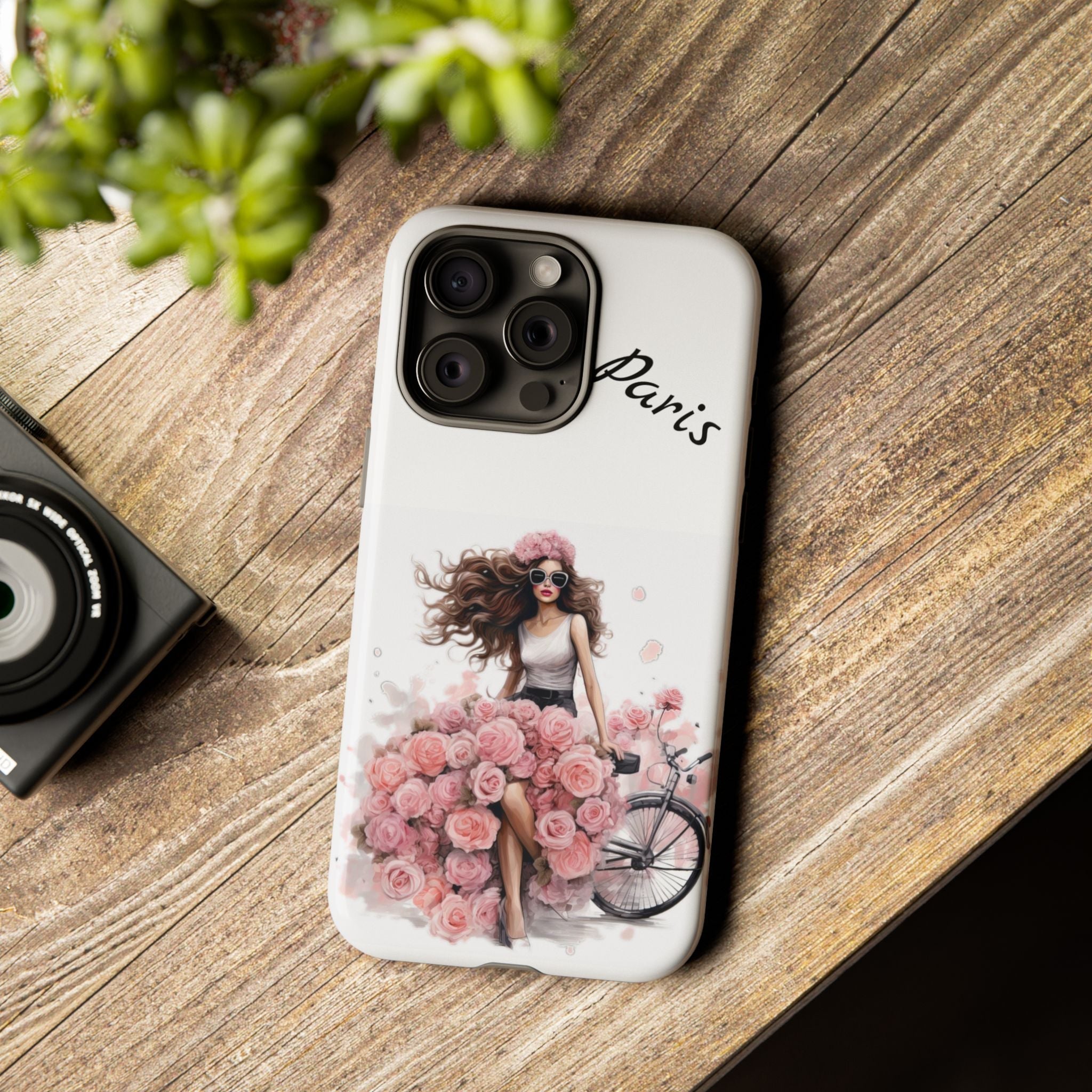 Paris Rose Bicycle woman phone case | Floral iPhone case Printify