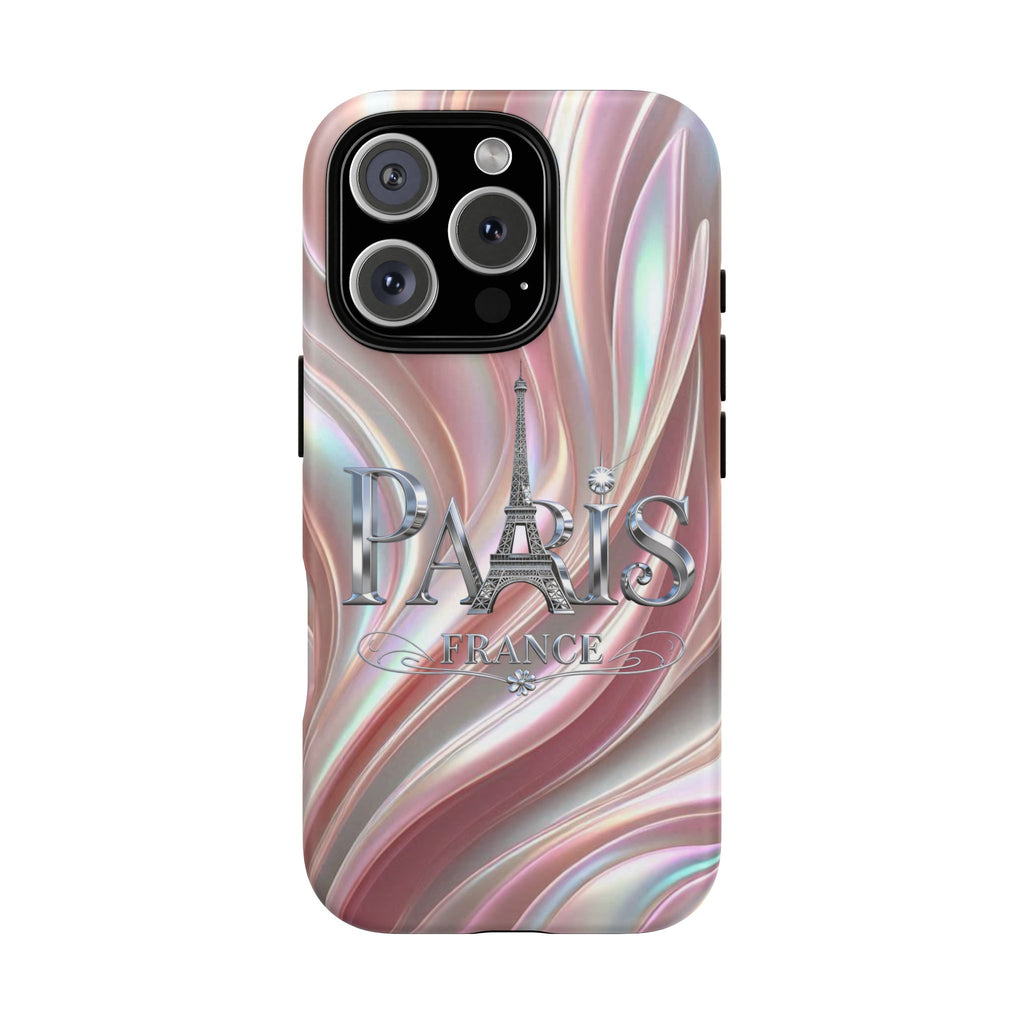 Paris Eiffel Phone Case — Iridescent Swirl Tough Case Printify