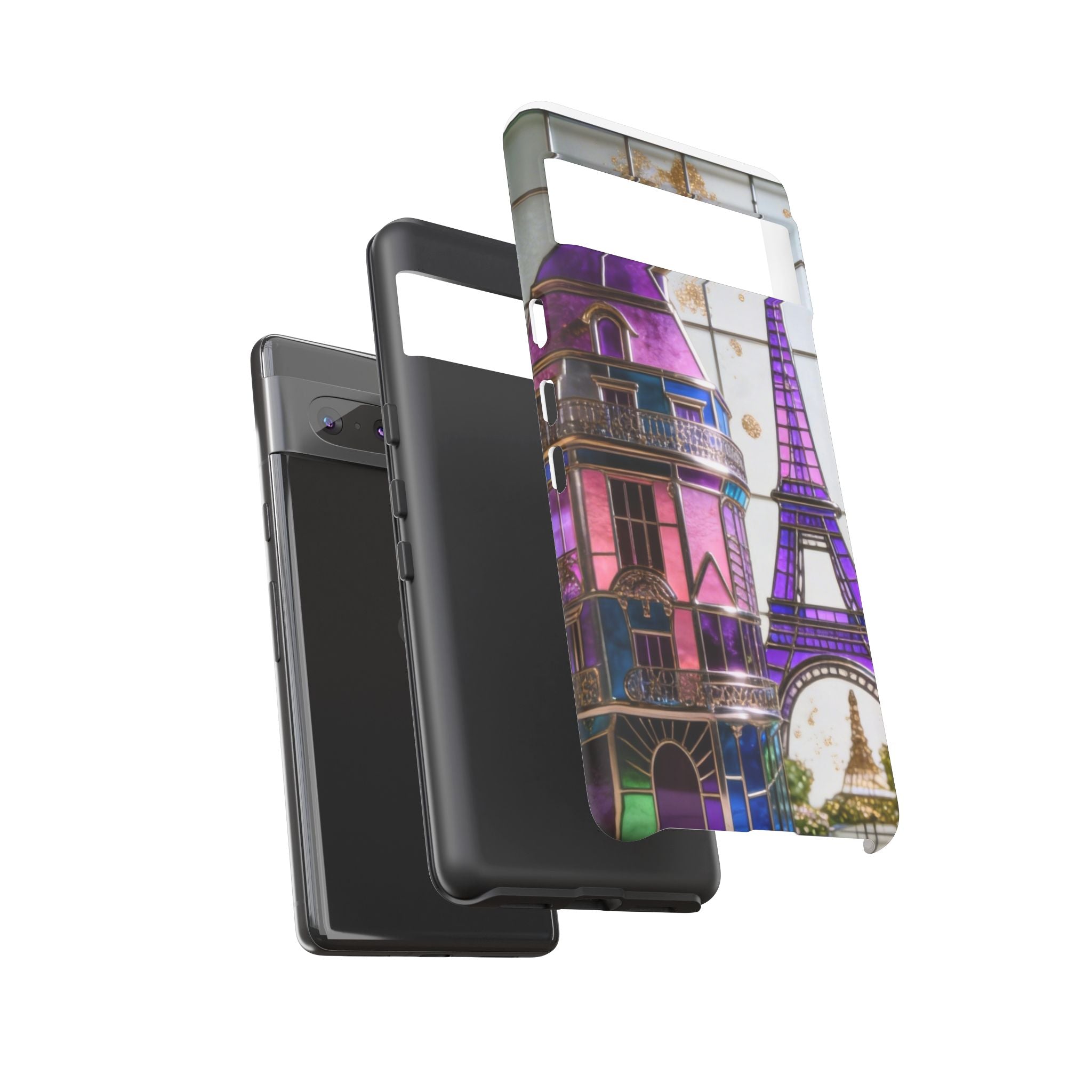 Parisian Eiffel Tower Tough Phone Case — Purple Vintage Cityscape Printify