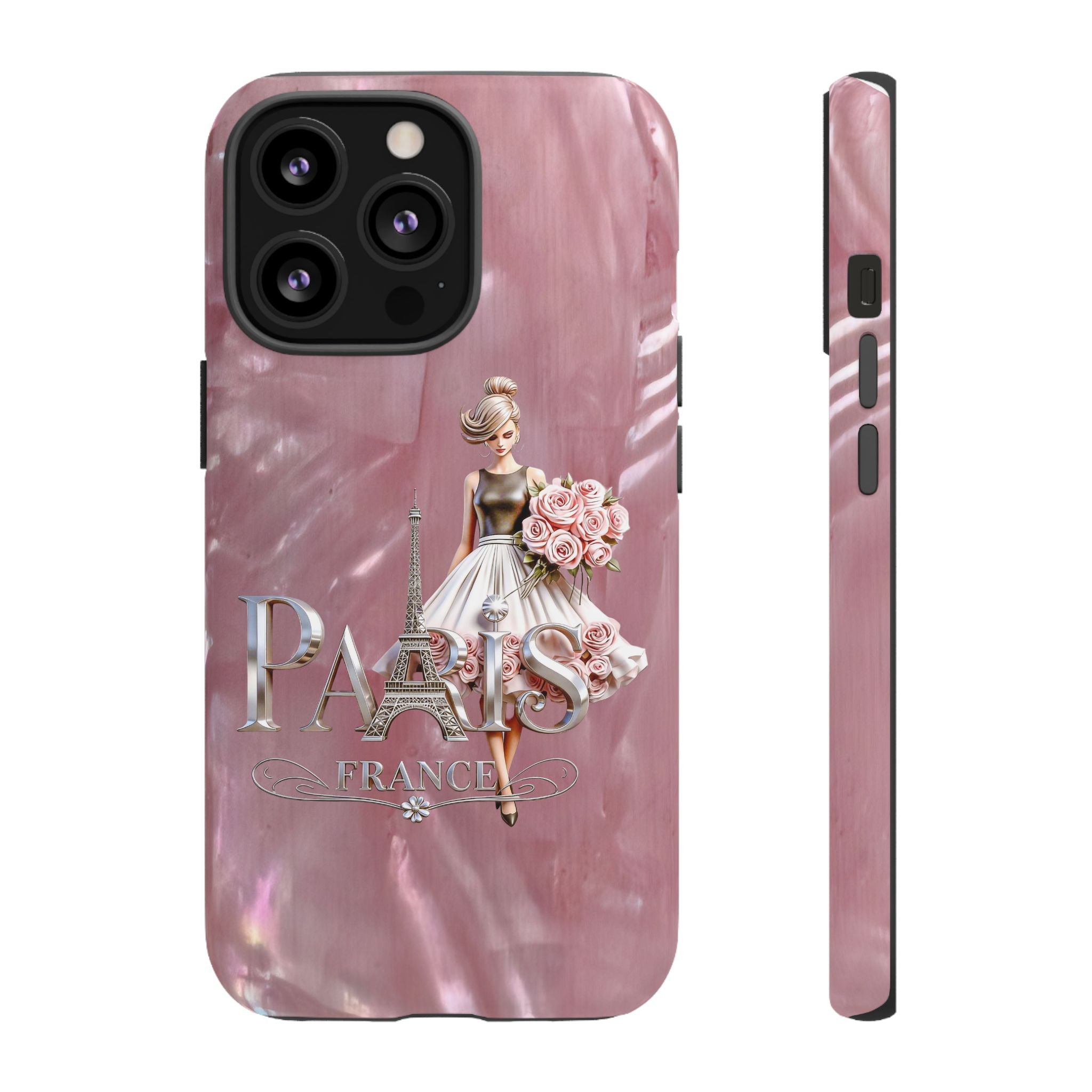 Paris Floral Phone Case - Pink Eiffel Tower Fashion Girl Tough Case Printify
