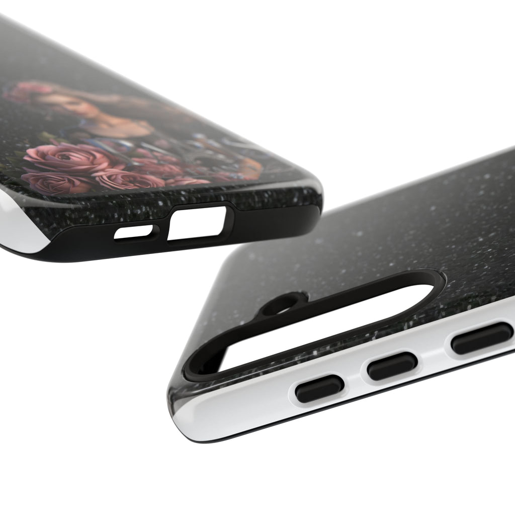 Floral Gothic Phone Case — Rose Crowned Woman on Sparkle Black Printify