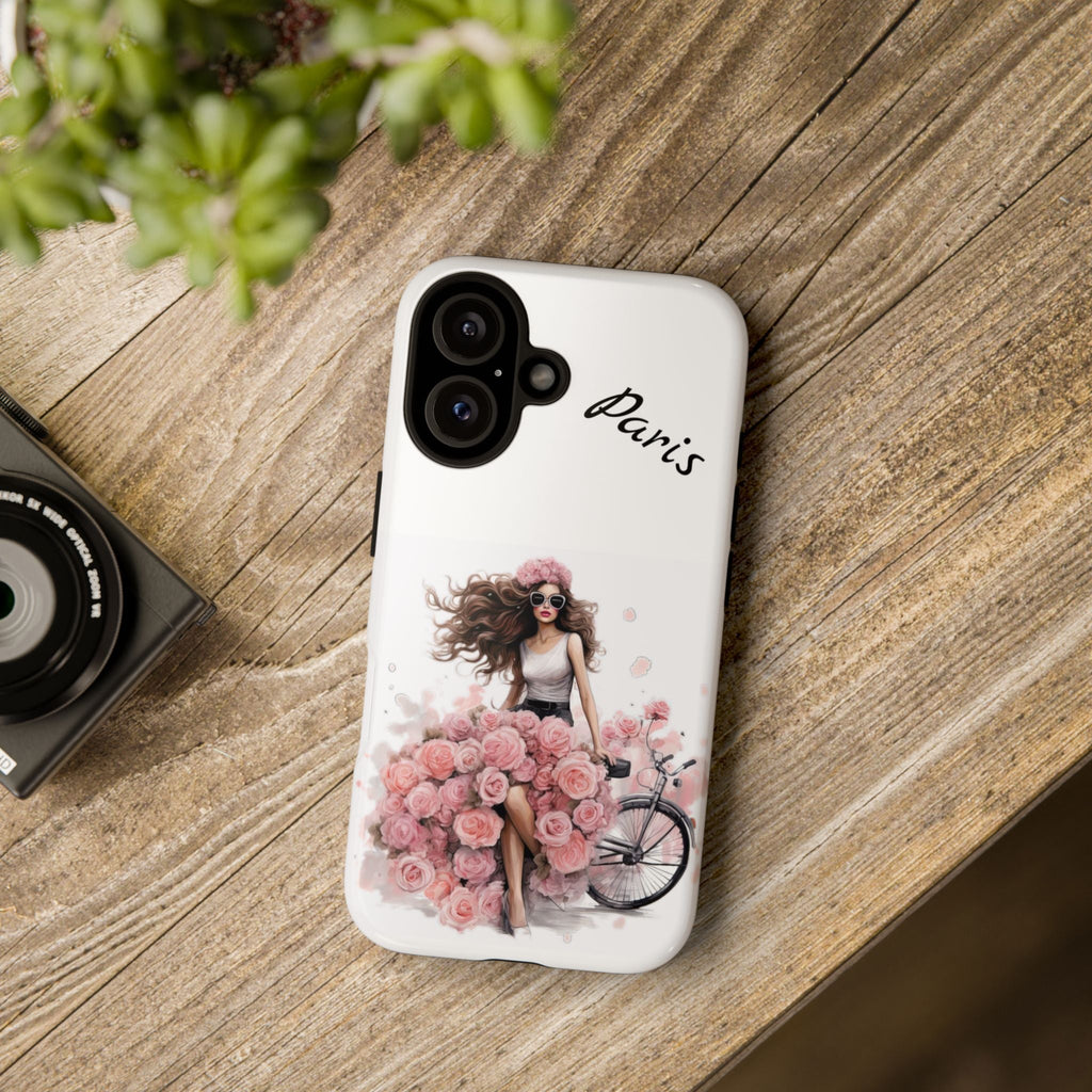 Paris Rose Bicycle woman phone case | Floral iPhone case Printify