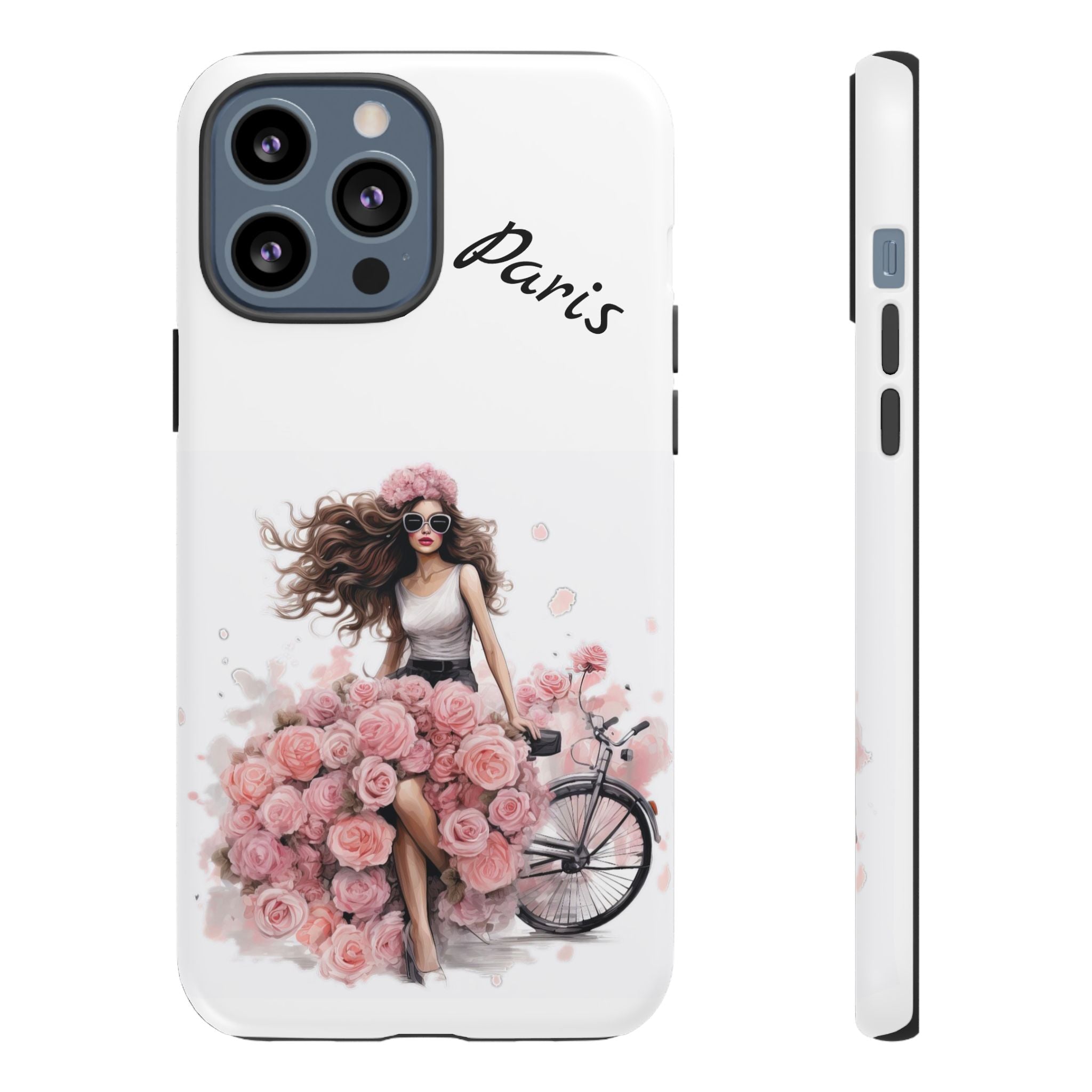 Paris Rose Bicycle woman phone case | Floral iPhone case Printify