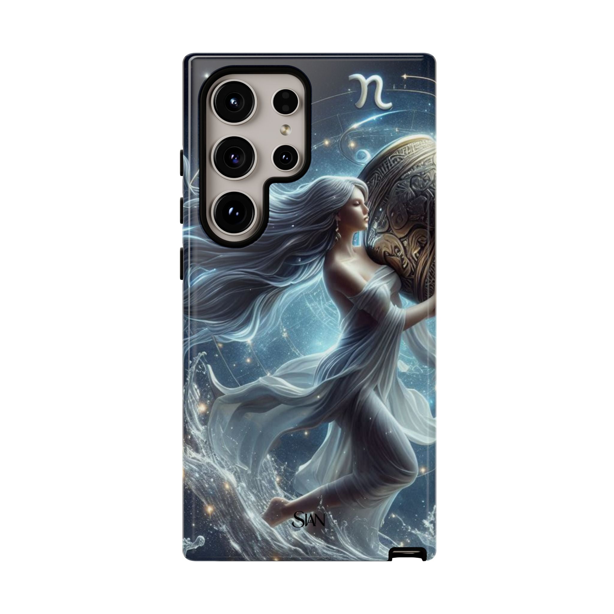 Moonlit Athena figure phone case | Goddess warrior celestial art tough case Printify