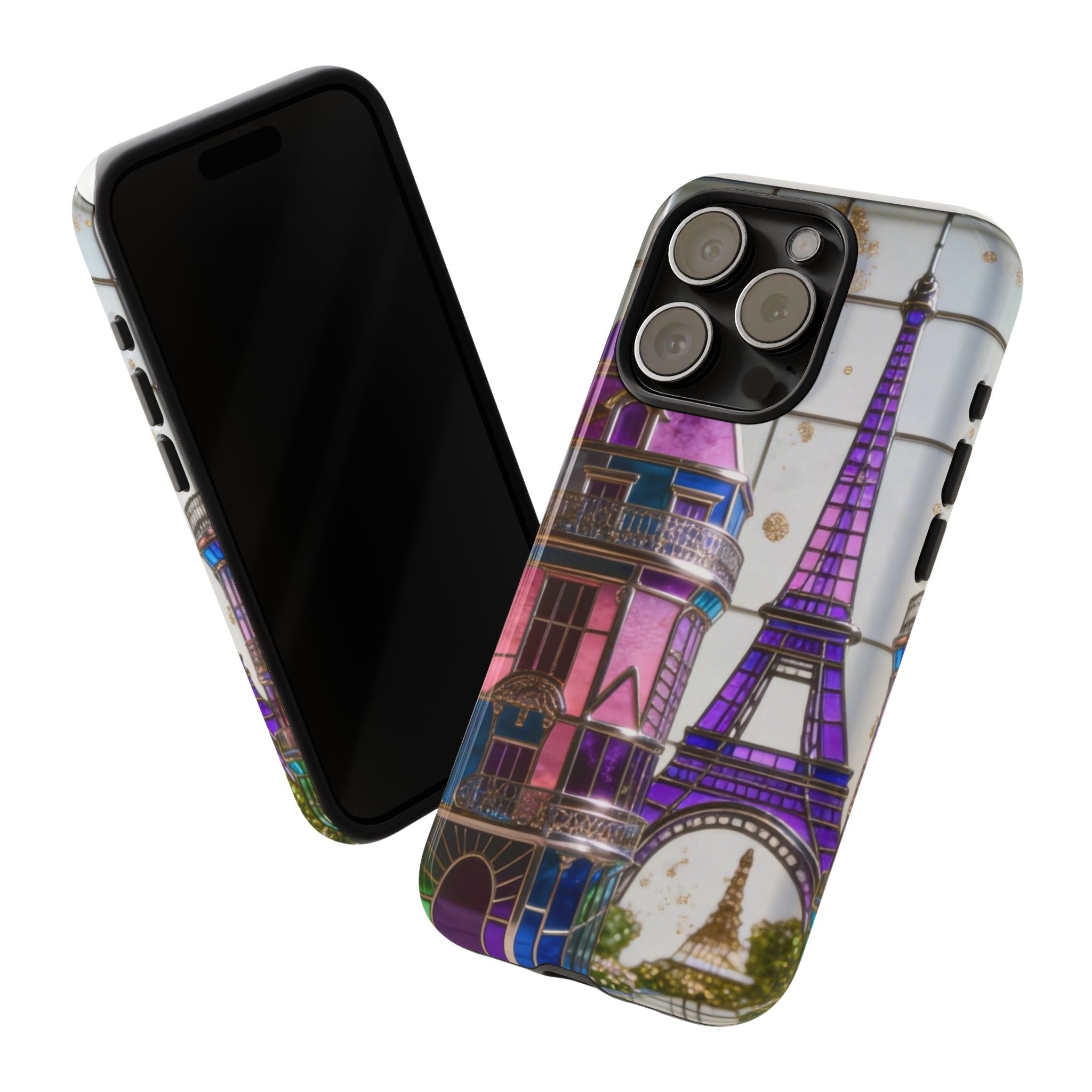 Parisian Eiffel Tower Tough Phone Case — Purple Vintage Cityscape Printify