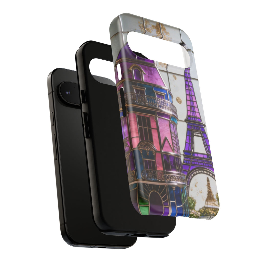 Parisian Eiffel Tower Tough Phone Case — Purple Vintage Cityscape Printify