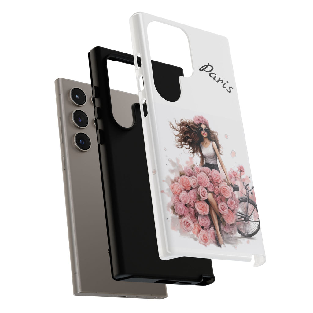 Paris Rose Bicycle woman phone case | Floral iPhone case Printify