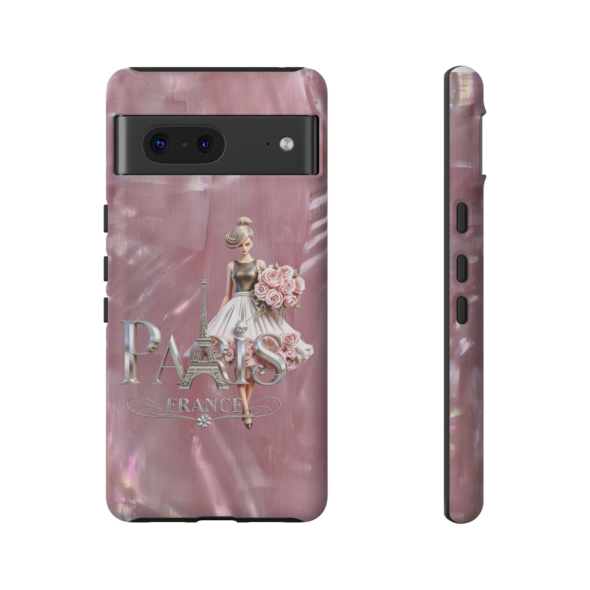 Paris Floral Phone Case - Pink Eiffel Tower Fashion Girl Tough Case Printify