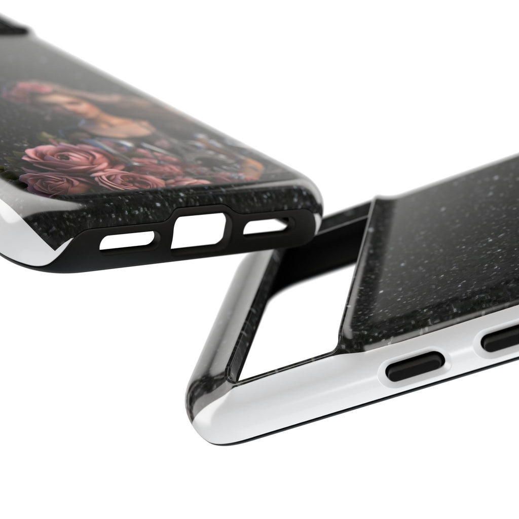 Floral Gothic Phone Case — Rose Crowned Woman on Sparkle Black Printify