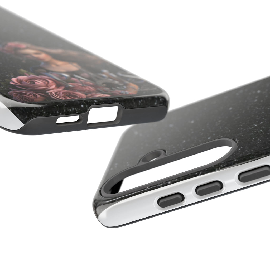 Floral Gothic Phone Case — Rose Crowned Woman on Sparkle Black Printify