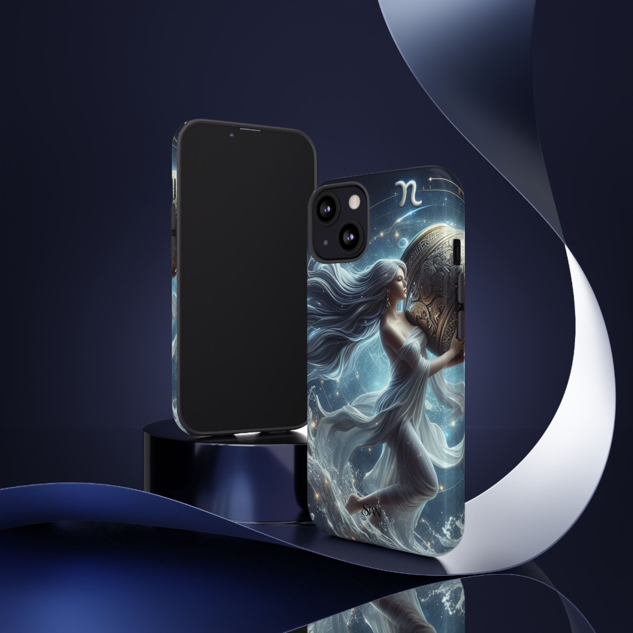 Moonlit Athena figure phone case | Goddess warrior celestial art tough case Printify