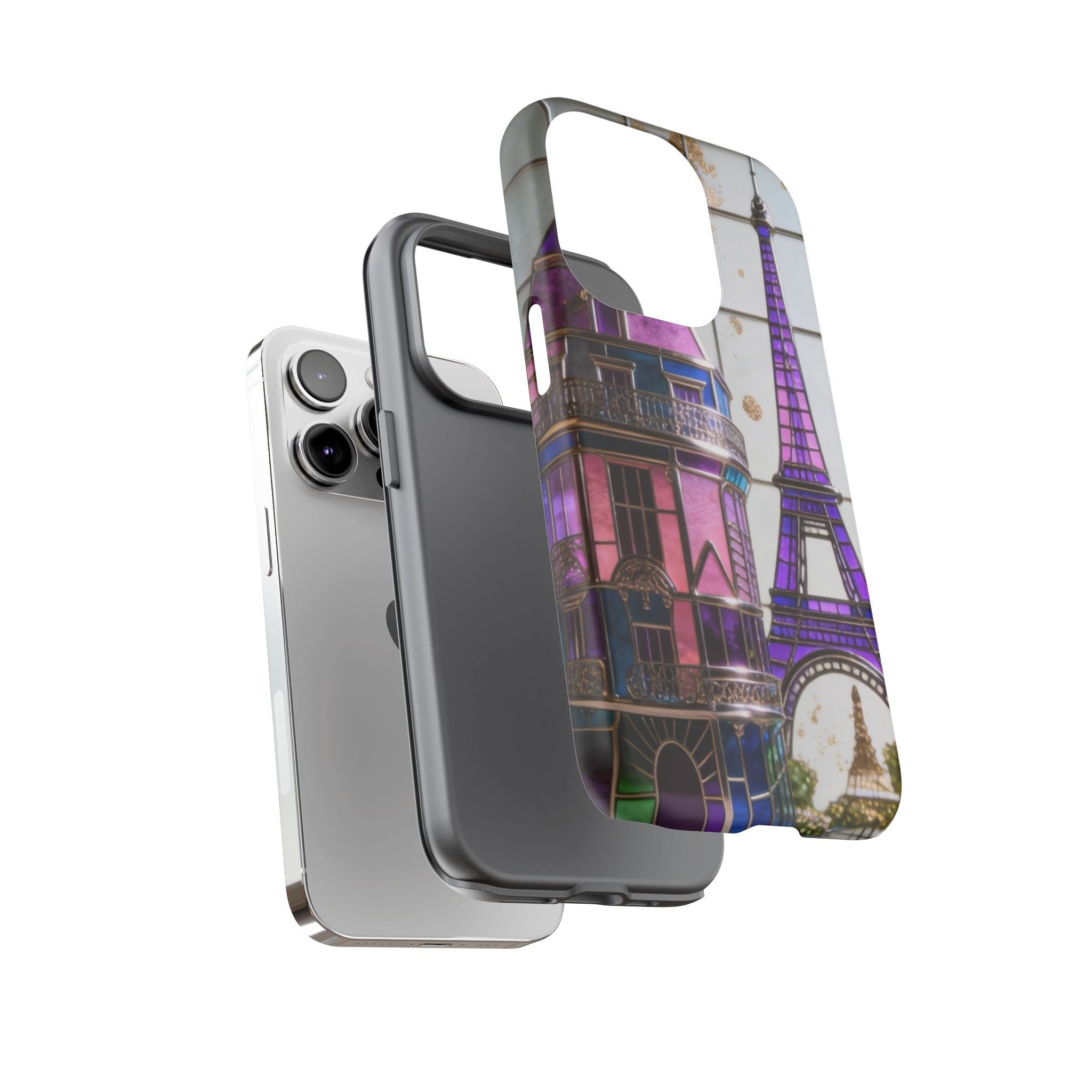 Parisian Eiffel Tower Tough Phone Case — Purple Vintage Cityscape Printify