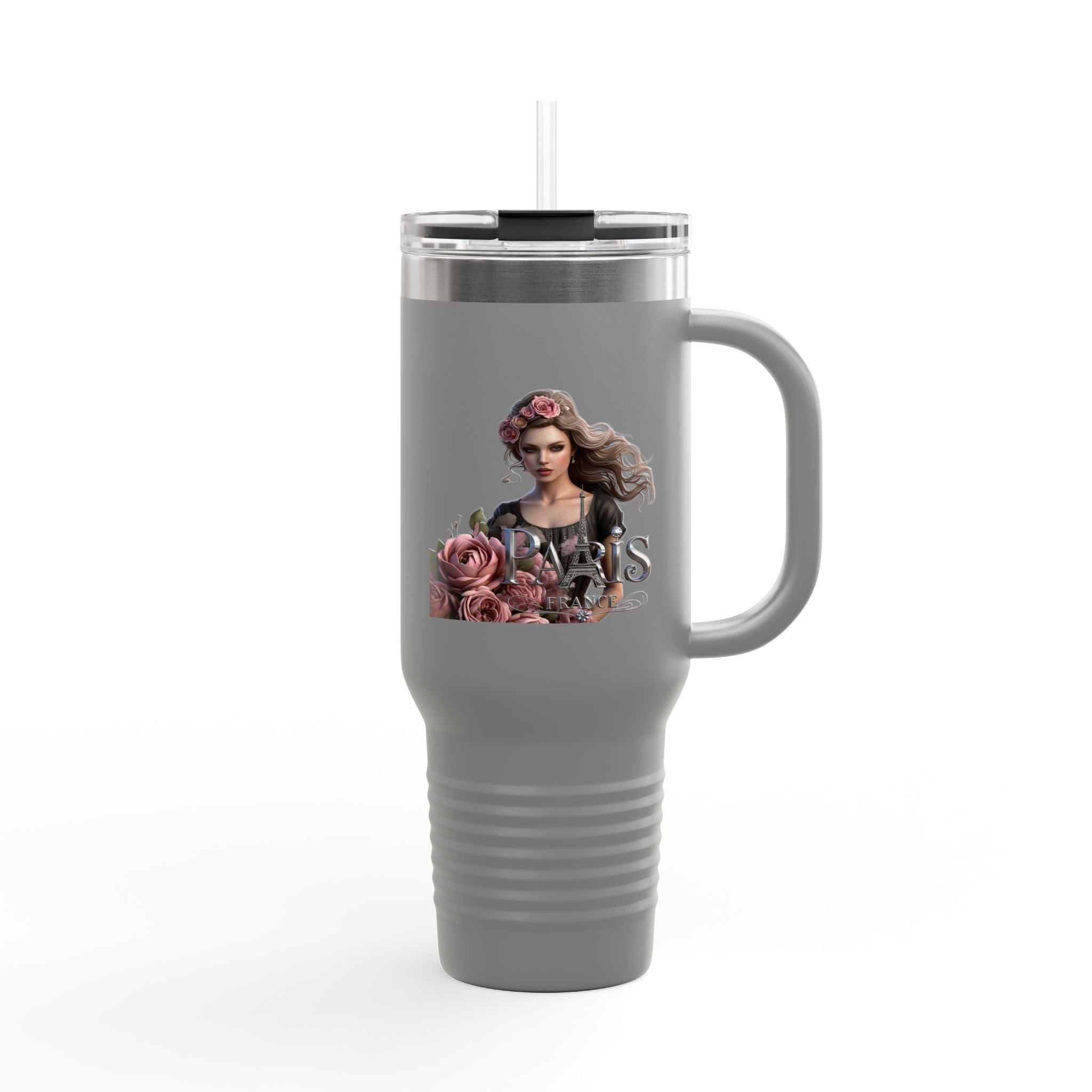 40oz Insulated Travel Mug — Floral Queen Design Printify