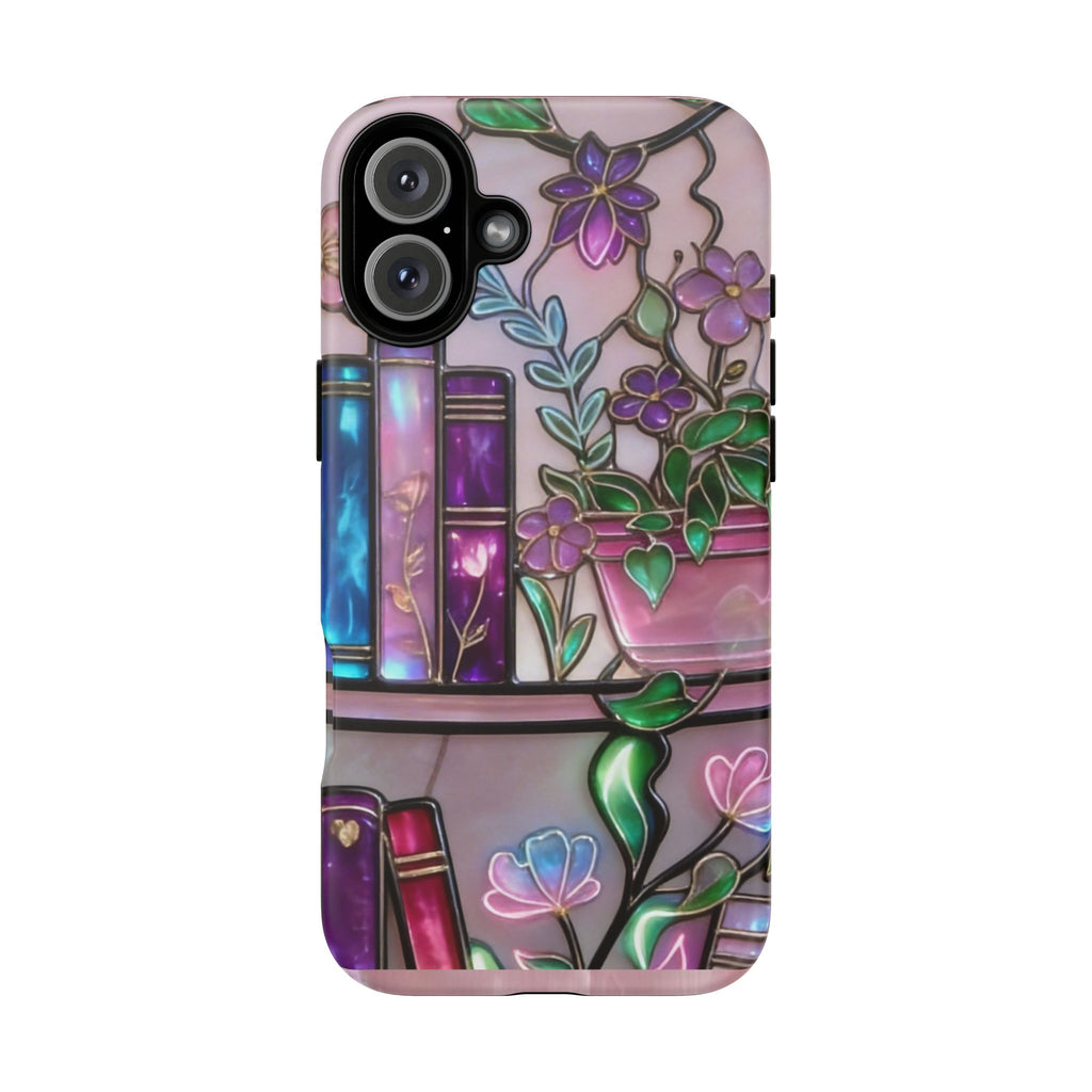 Floral Bookshelf Phone Case — Pastel Botanicals & Magical Book Art Printify