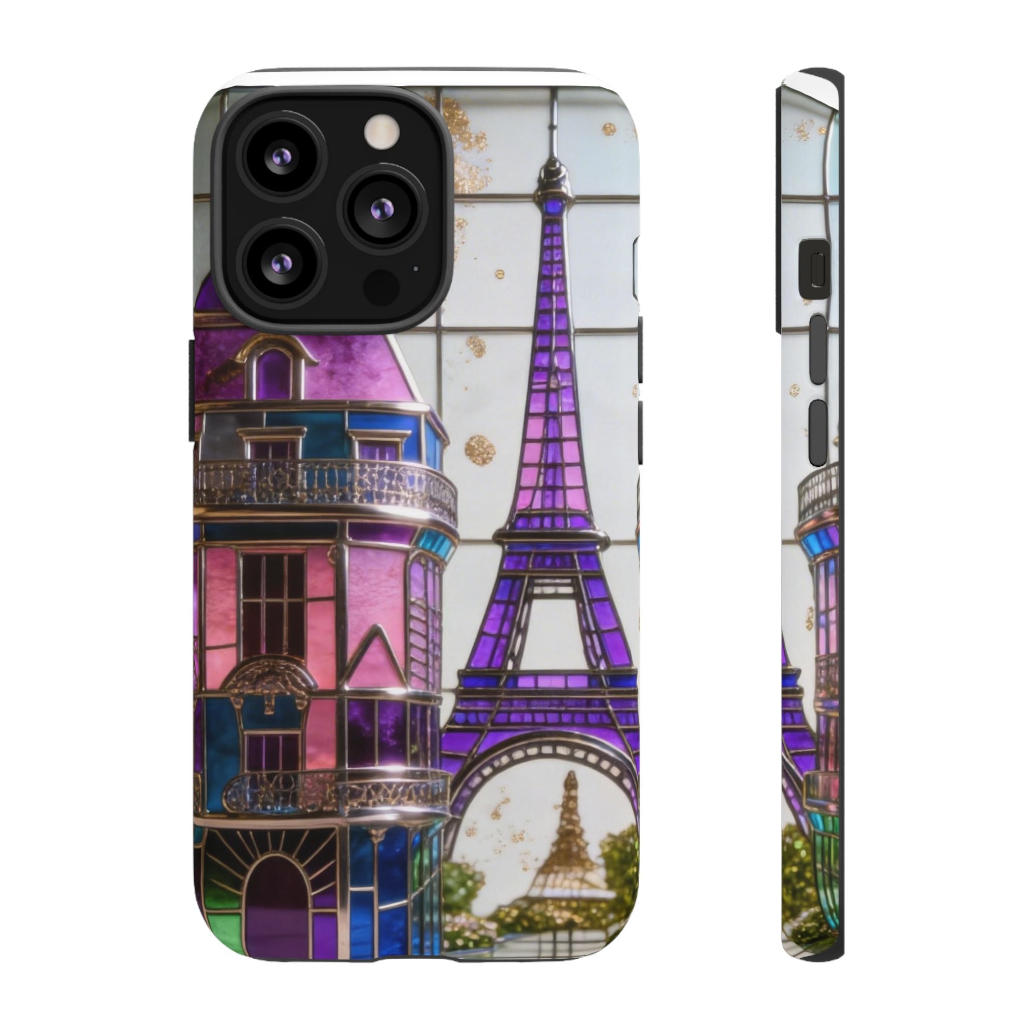 Parisian Eiffel Tower Tough Phone Case — Purple Vintage Cityscape Printify