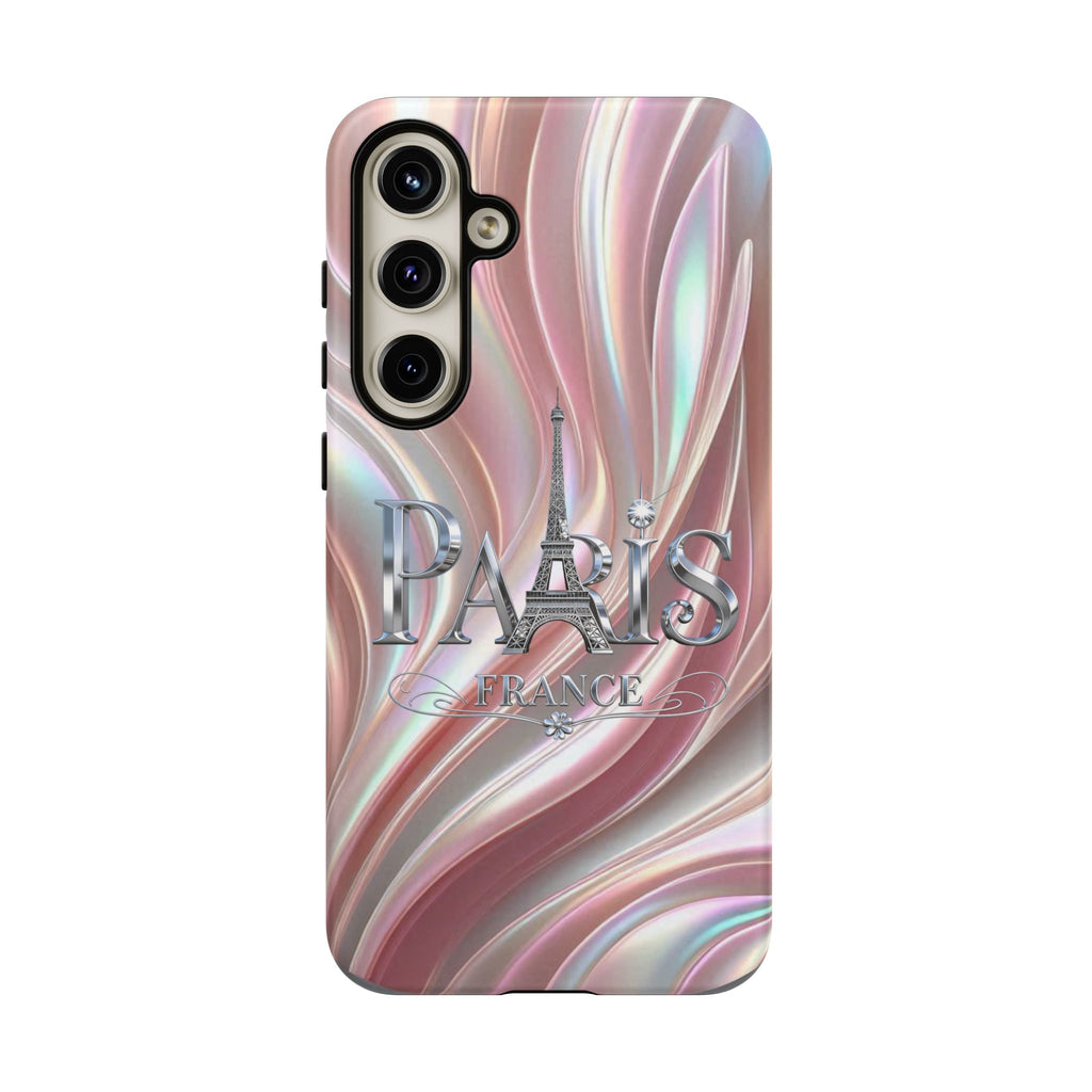 Paris Eiffel Phone Case — Iridescent Swirl Tough Case Printify