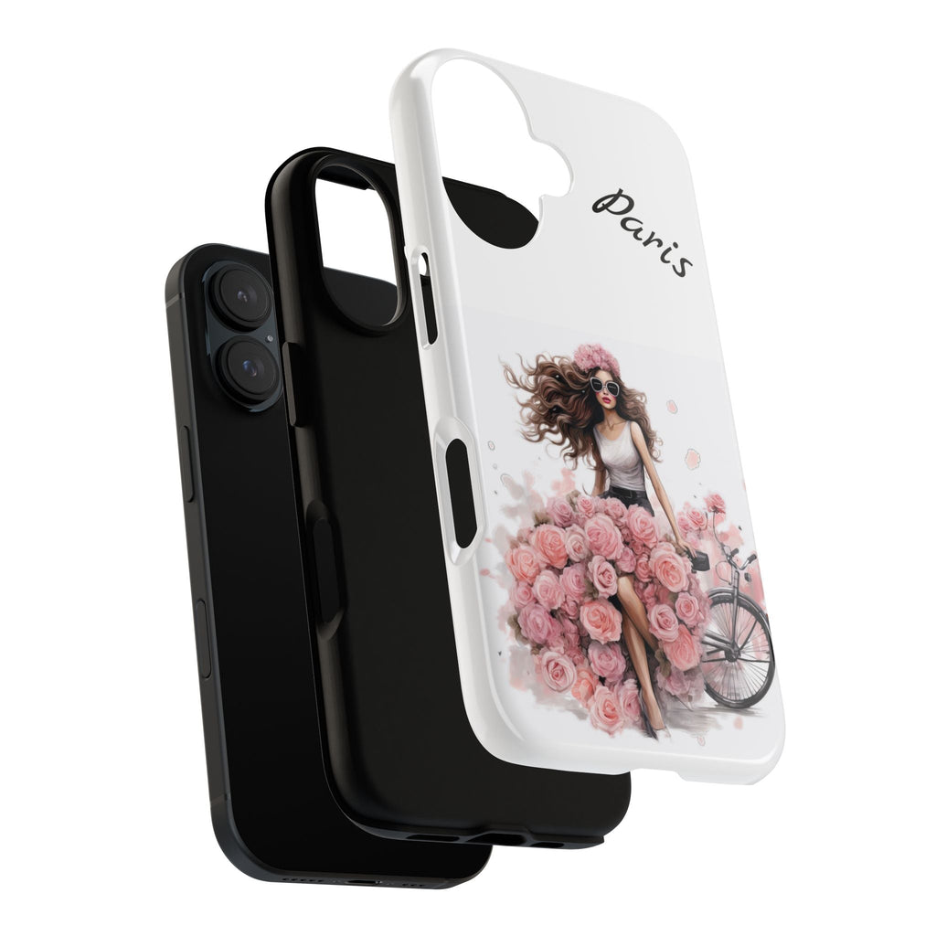Paris Rose Bicycle woman phone case | Floral iPhone case Printify
