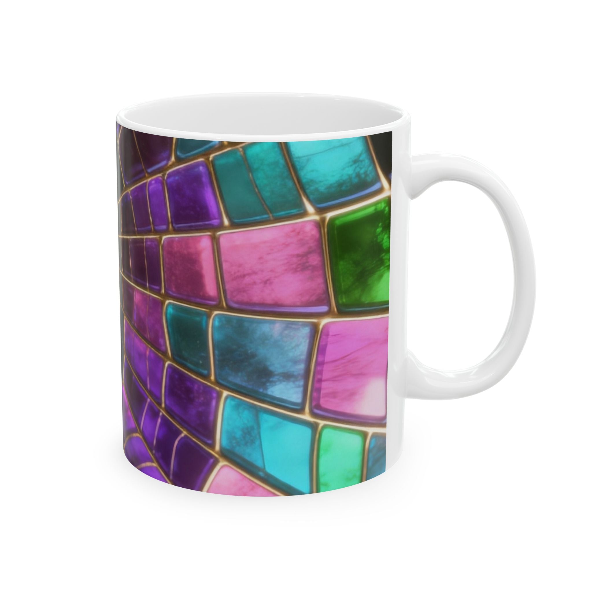 Stained Glass Spider Web Ceramic Mug — Halloween Gothic Coffee Cup (11oz/15oz) Printify