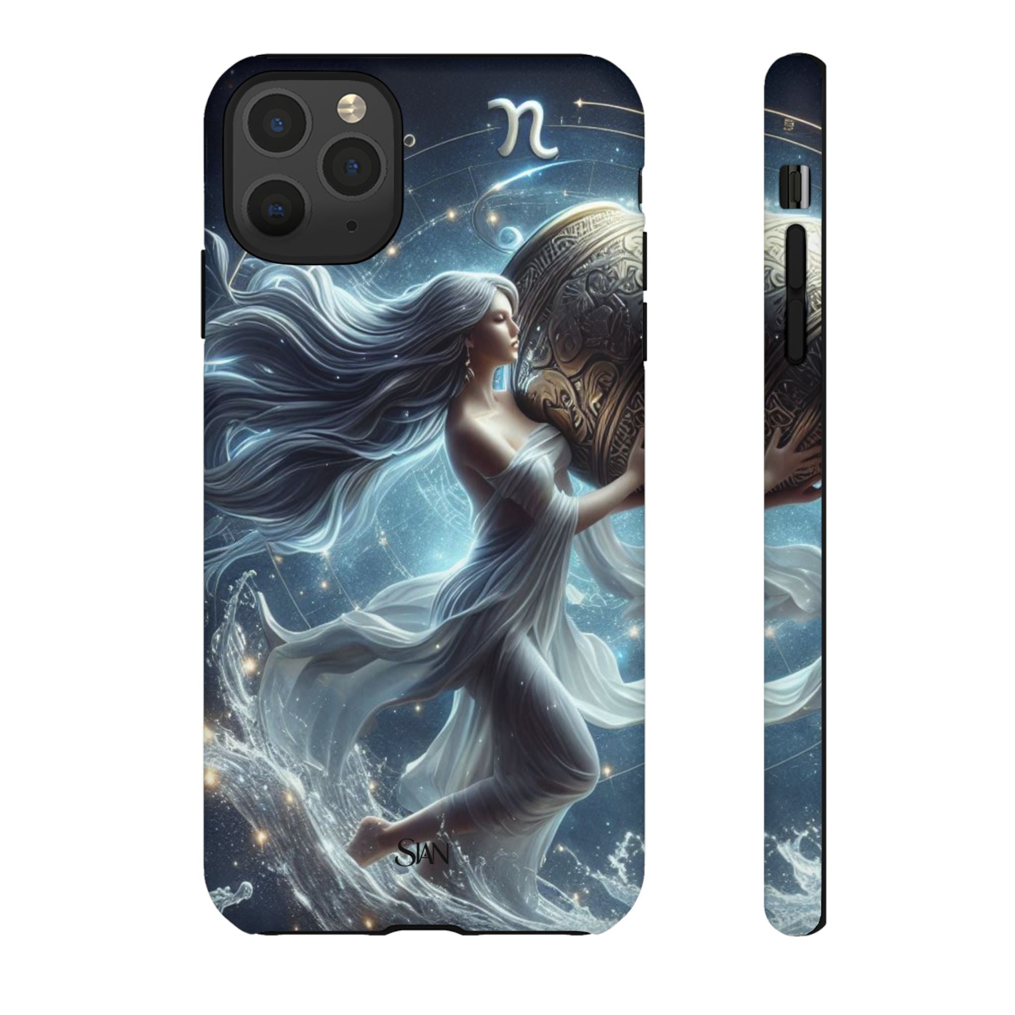 Moonlit Athena figure phone case | Goddess warrior celestial art tough case Printify