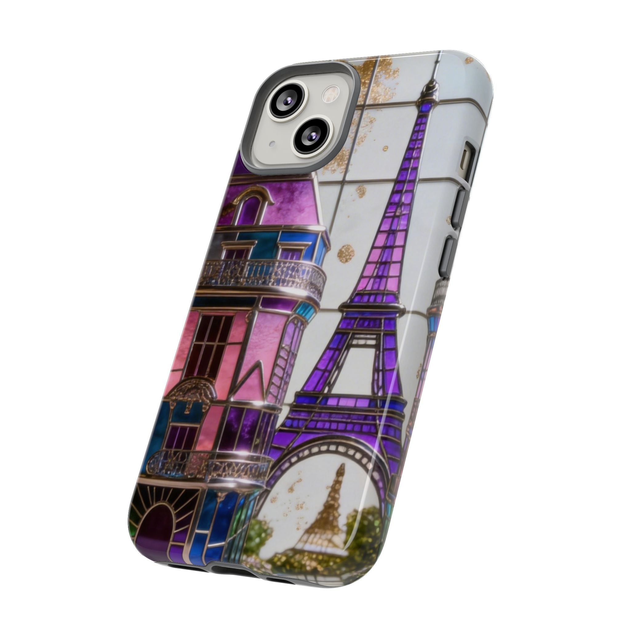 Parisian Eiffel Tower Tough Phone Case — Purple Vintage Cityscape Printify