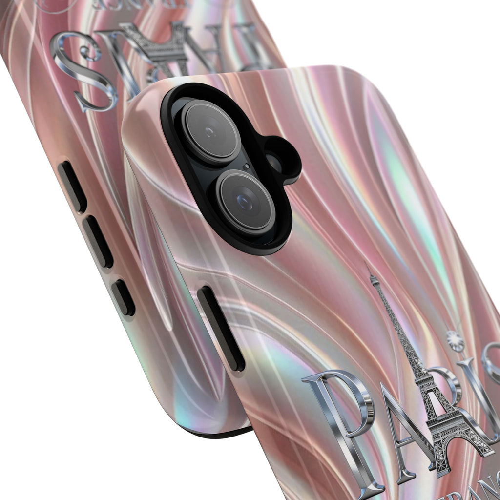 Paris Eiffel Phone Case — Iridescent Swirl Tough Case Printify