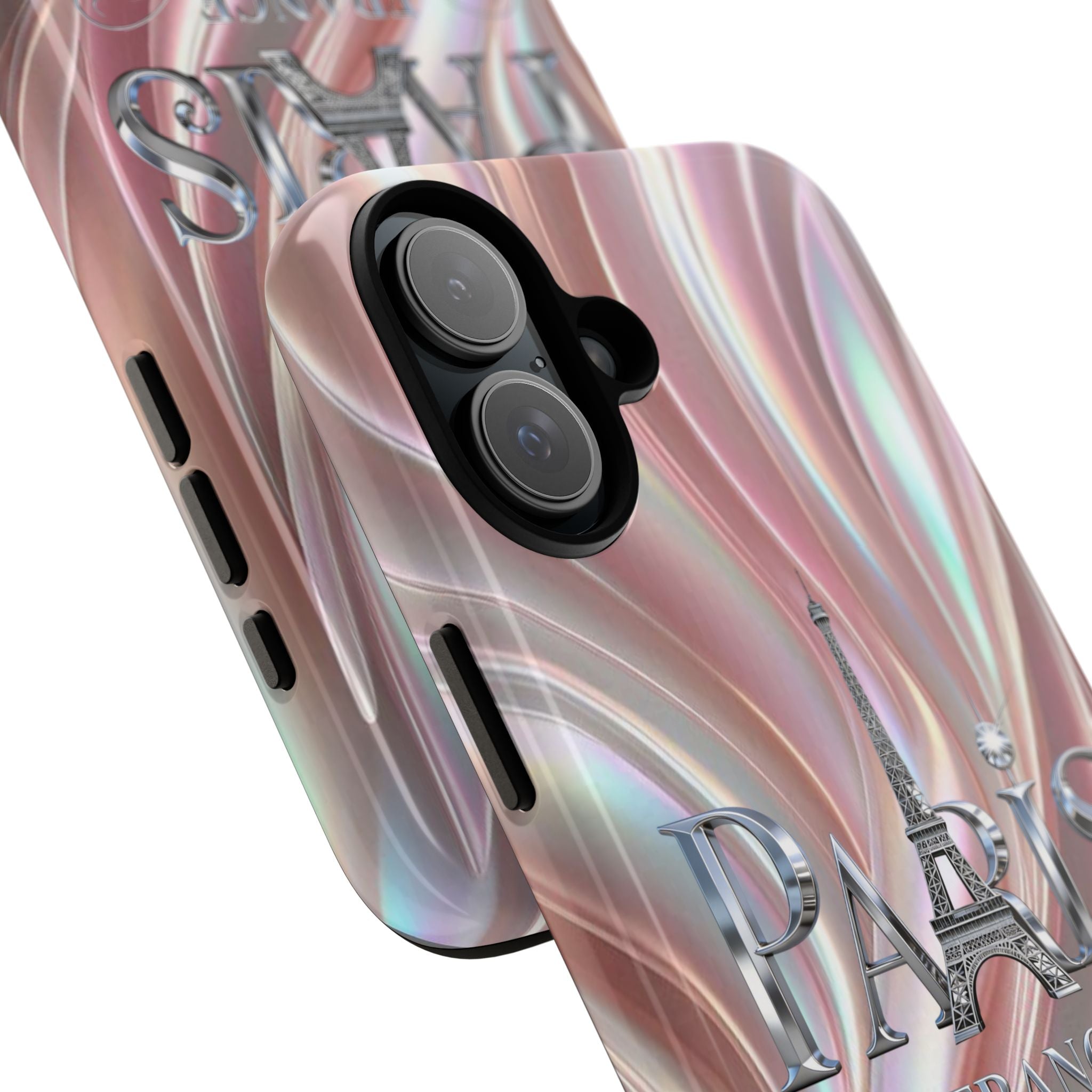 Paris Eiffel Phone Case — Iridescent Swirl Tough Case Printify
