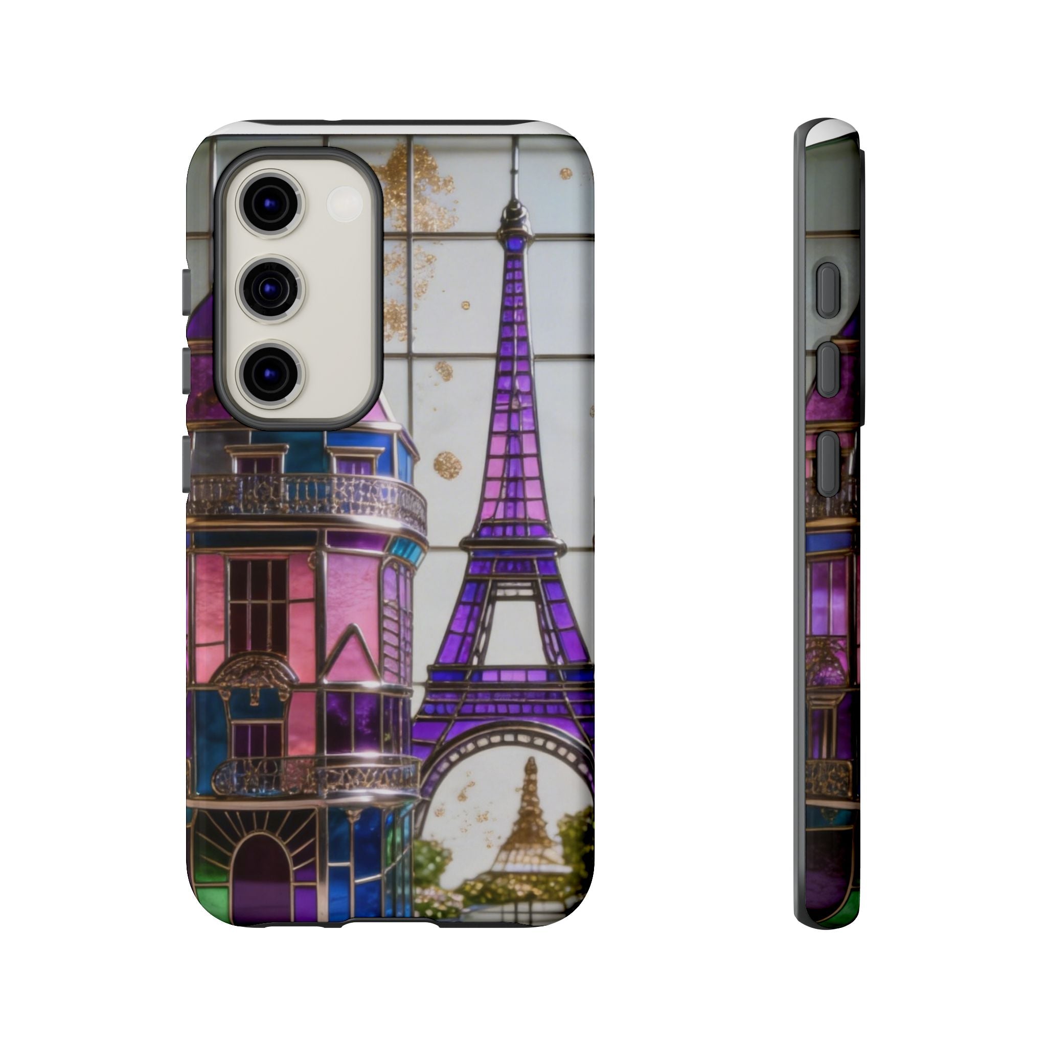 Parisian Eiffel Tower Tough Phone Case — Purple Vintage Cityscape Printify