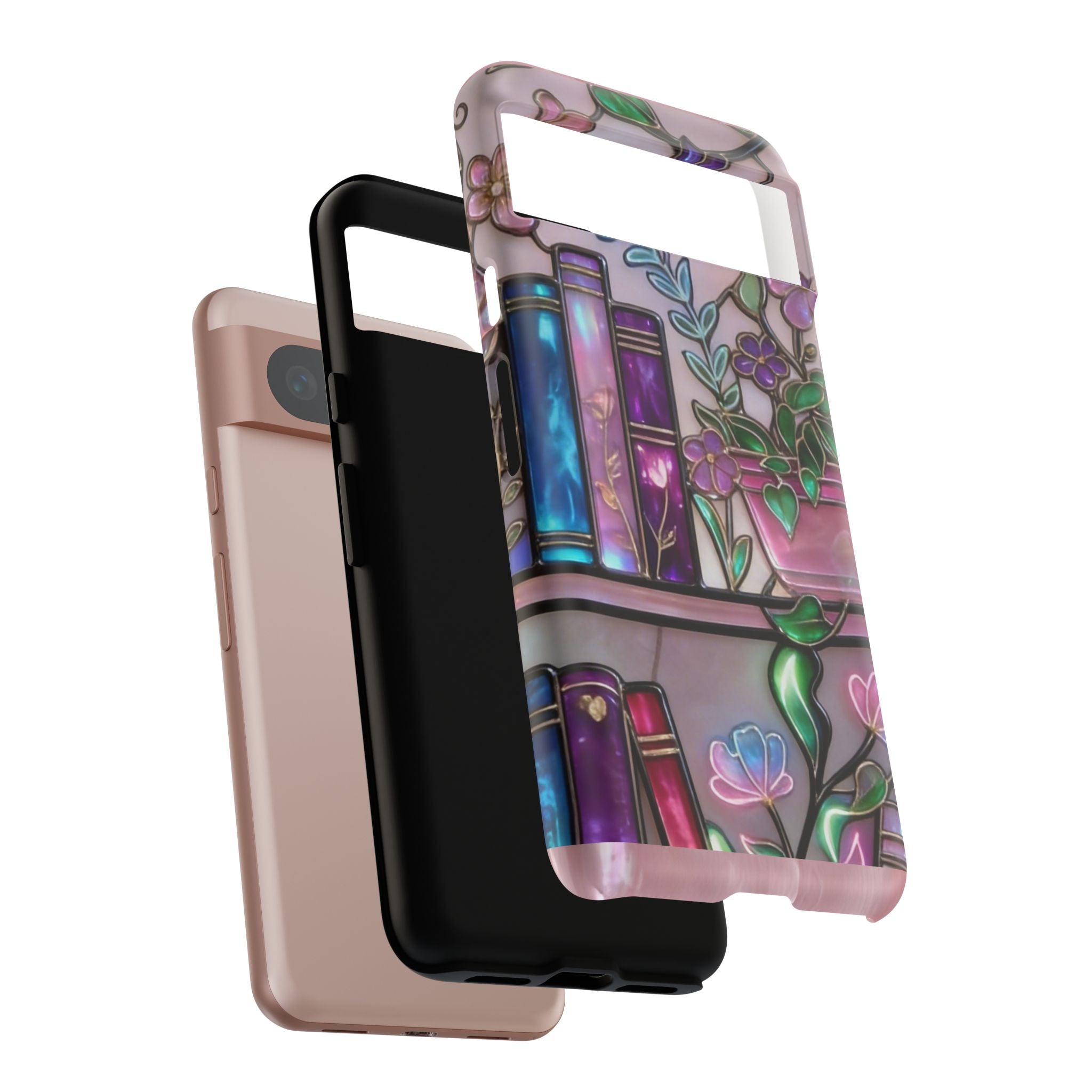Floral Bookshelf Phone Case — Pastel Botanicals & Magical Book Art Printify