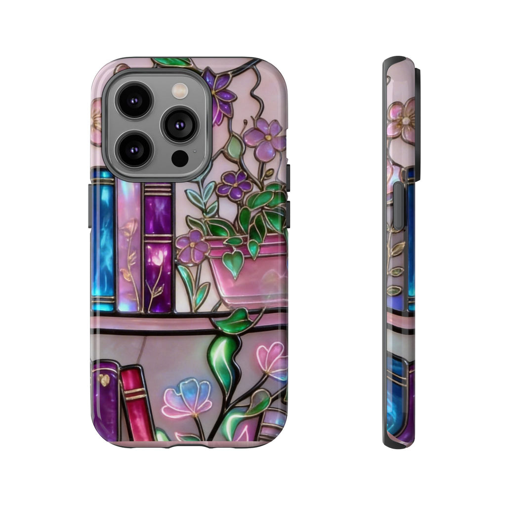 Floral Bookshelf Phone Case — Pastel Botanicals & Magical Book Art Printify