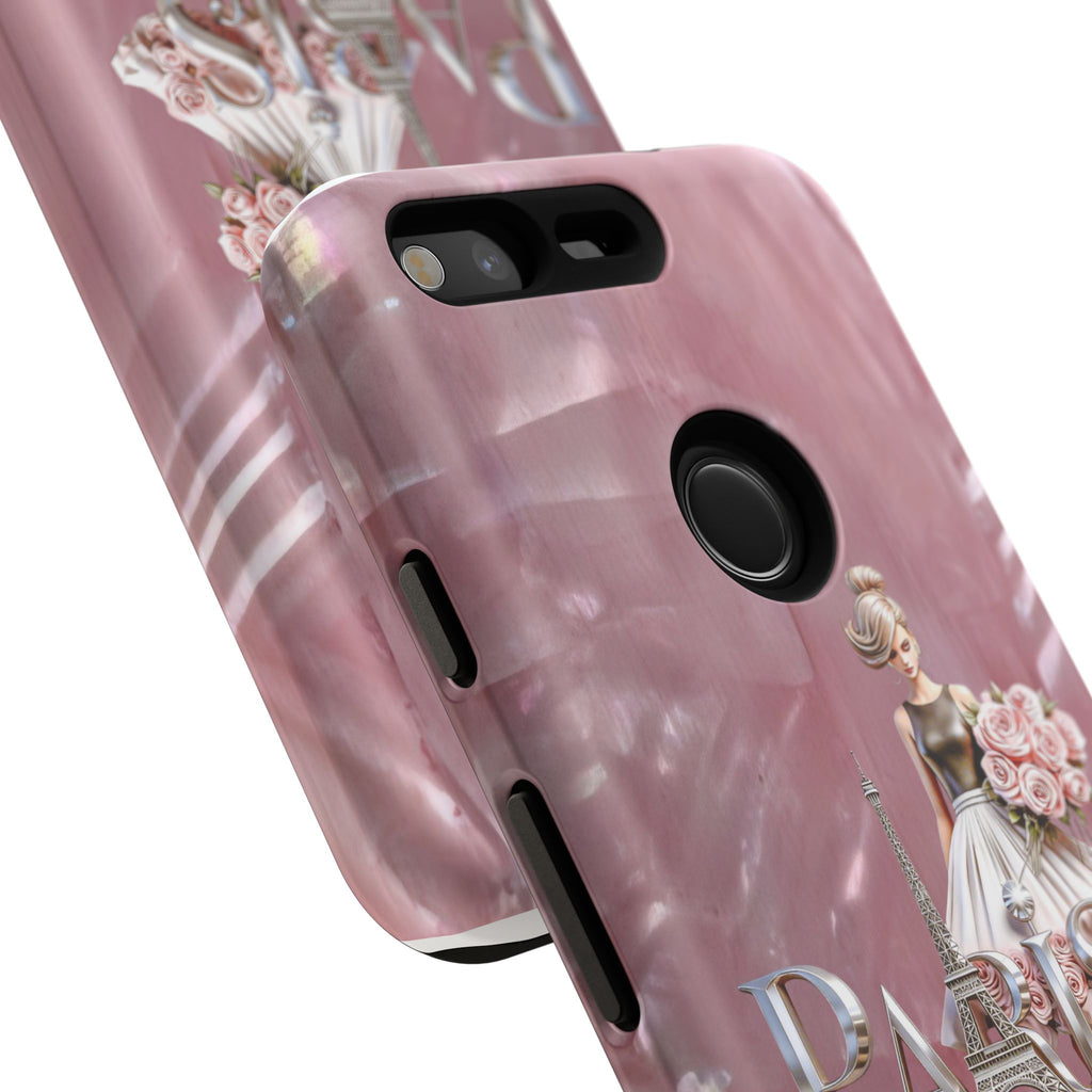Paris Floral Phone Case - Pink Eiffel Tower Fashion Girl Tough Case Printify
