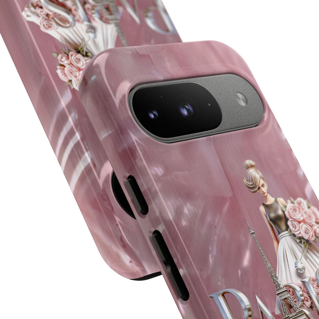 Paris Floral Phone Case - Pink Eiffel Tower Fashion Girl Tough Case Printify