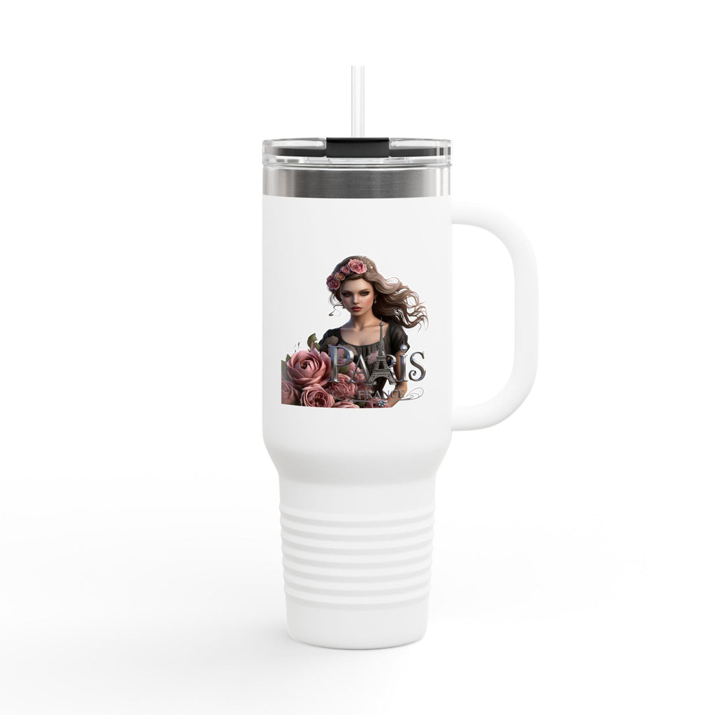 40oz Insulated Travel Mug — Floral Queen Design Printify