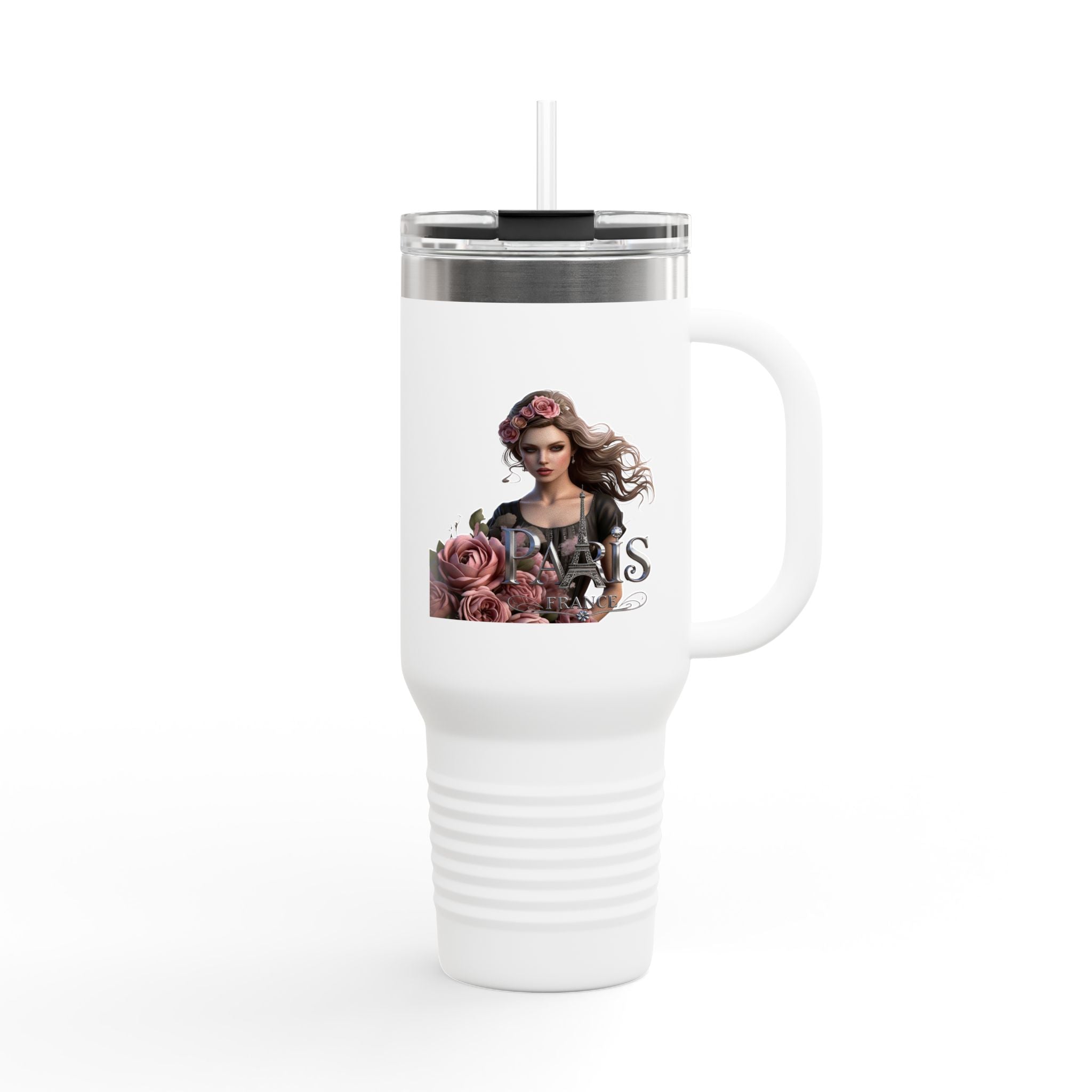 40oz Insulated Travel Mug — Floral Queen Design Printify